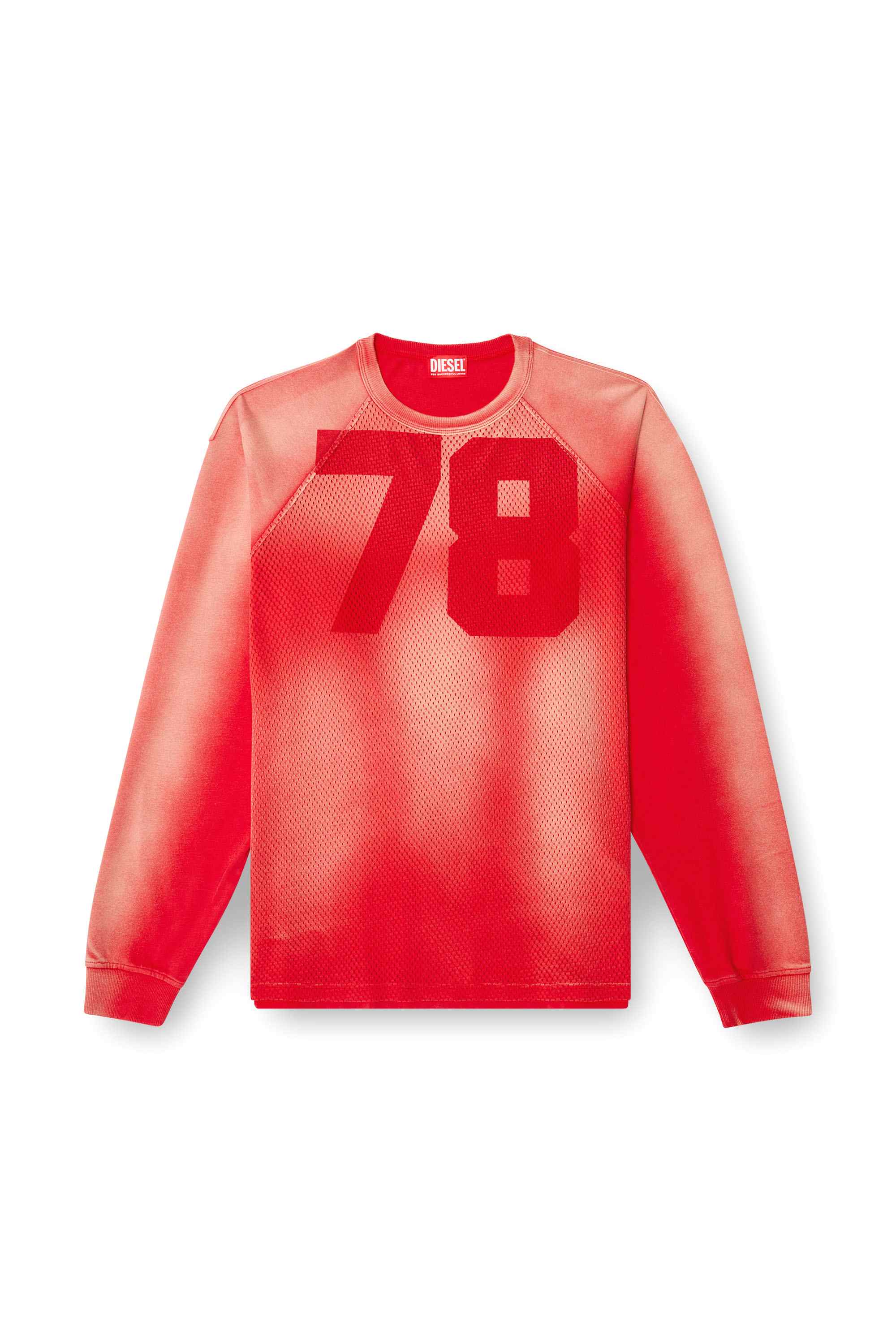 Red Faded long-sleeve T-shirt with mesh front