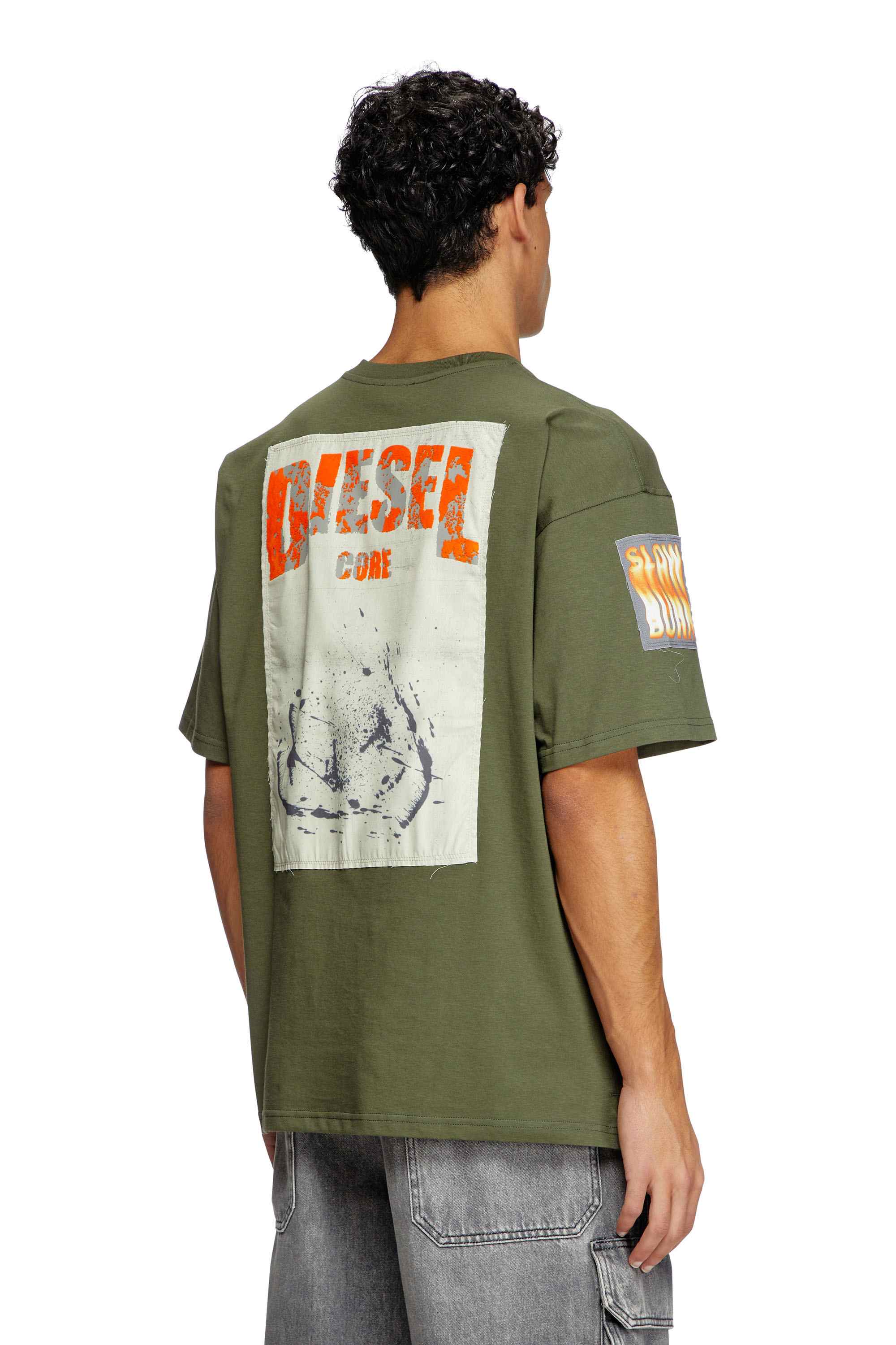Military Green T-shirt with patch detail