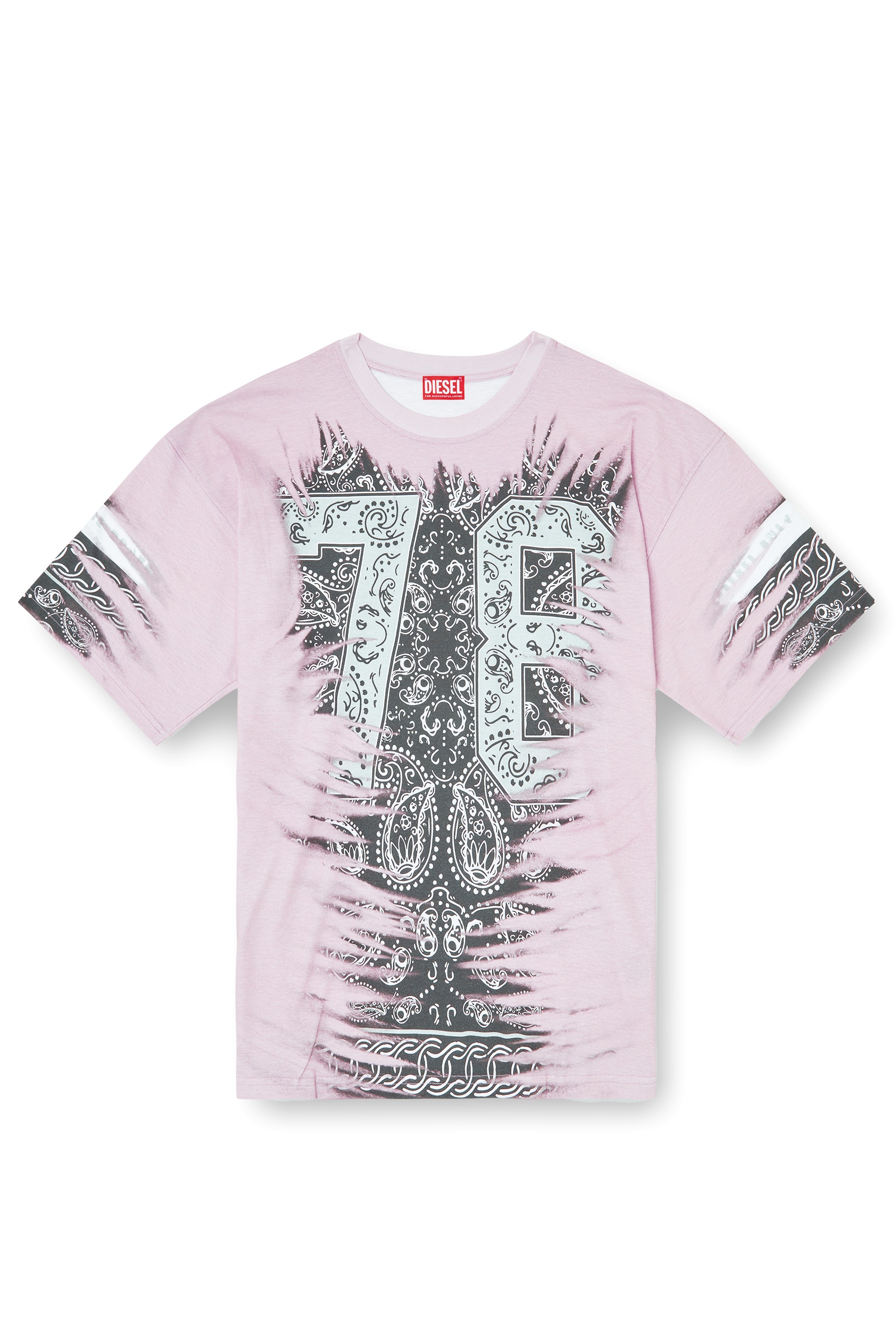 Pink T-shirt with 78 bandana print