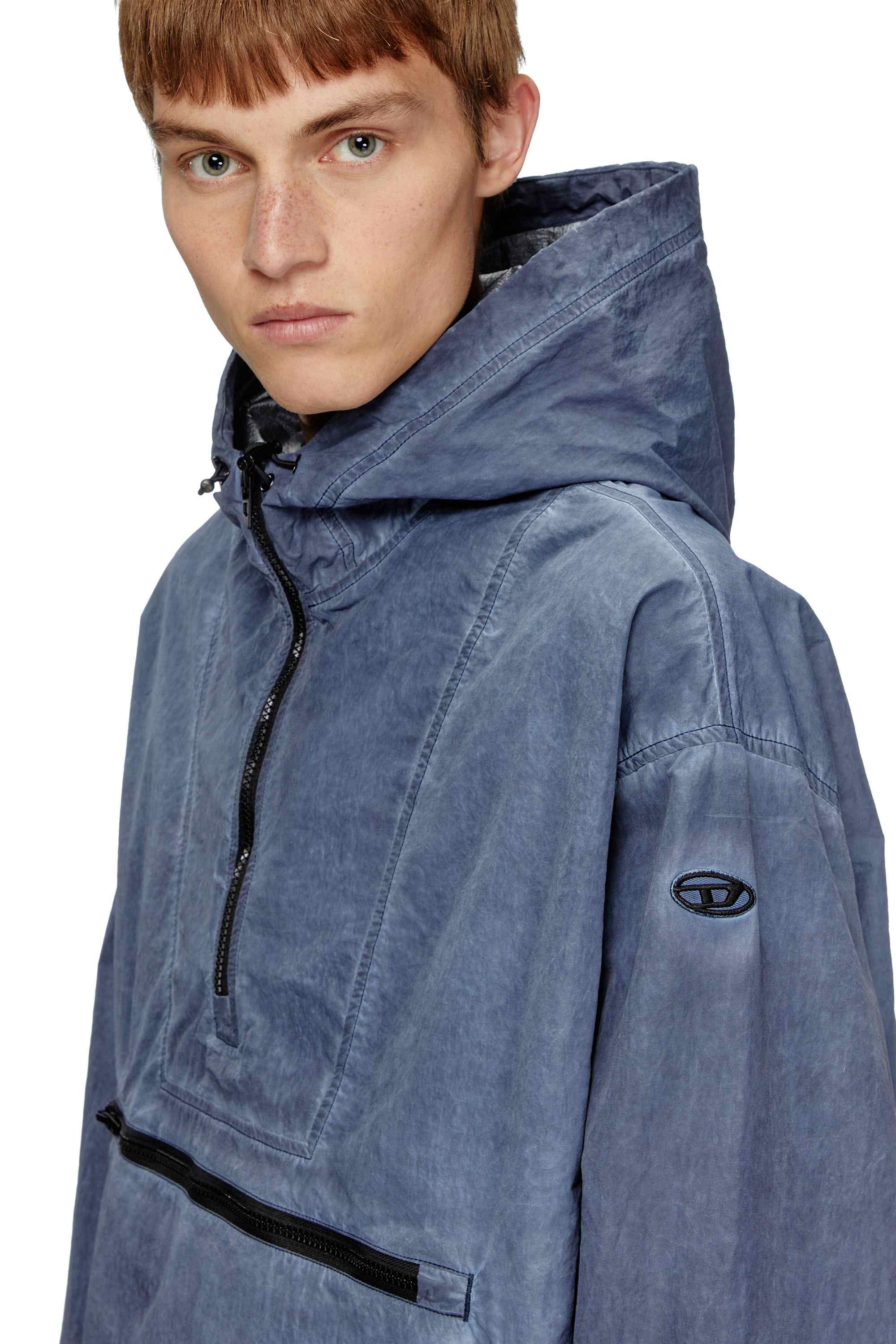 Blue Packable hooded anorak jacket