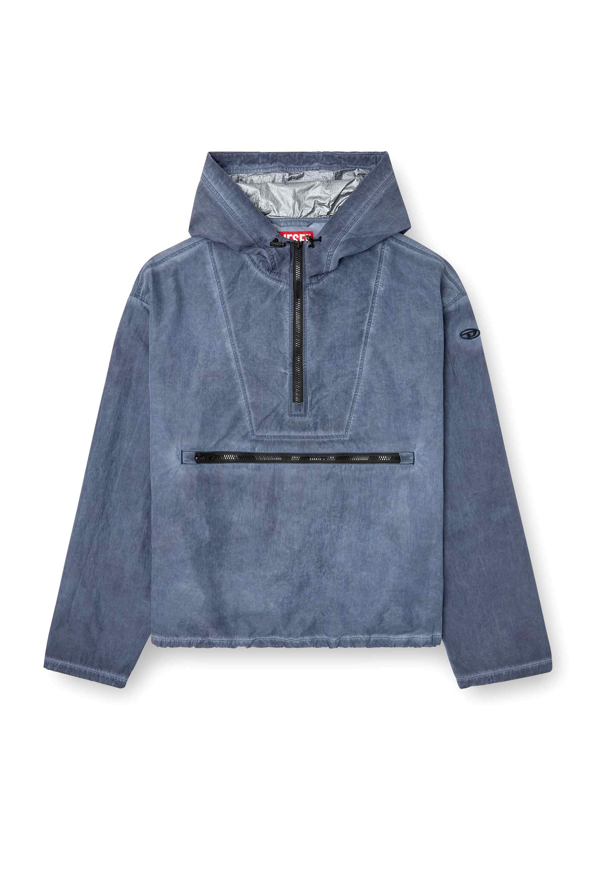 Blue Packable hooded anorak jacket