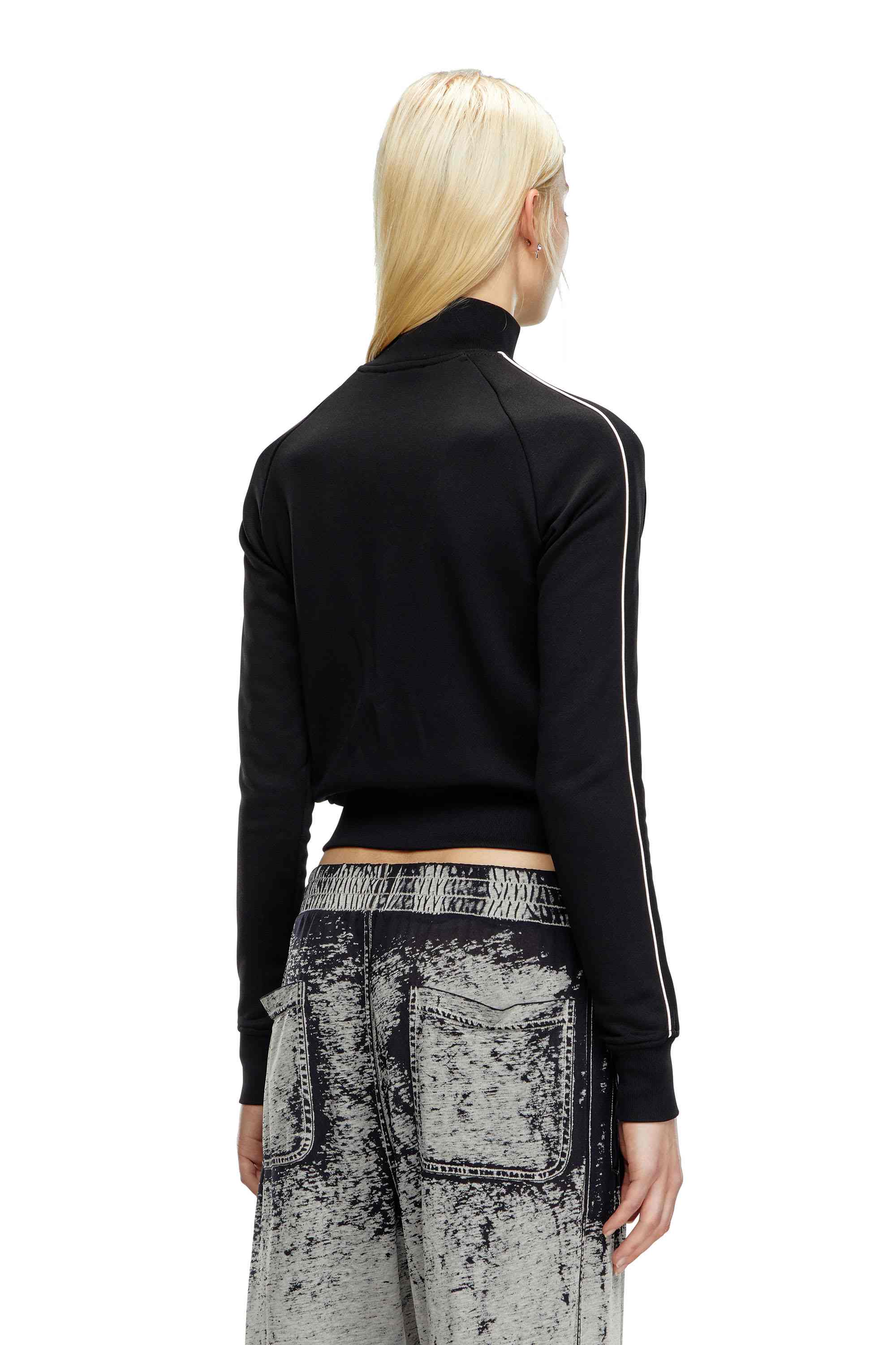 Black Jersey track jacket with contrast piping