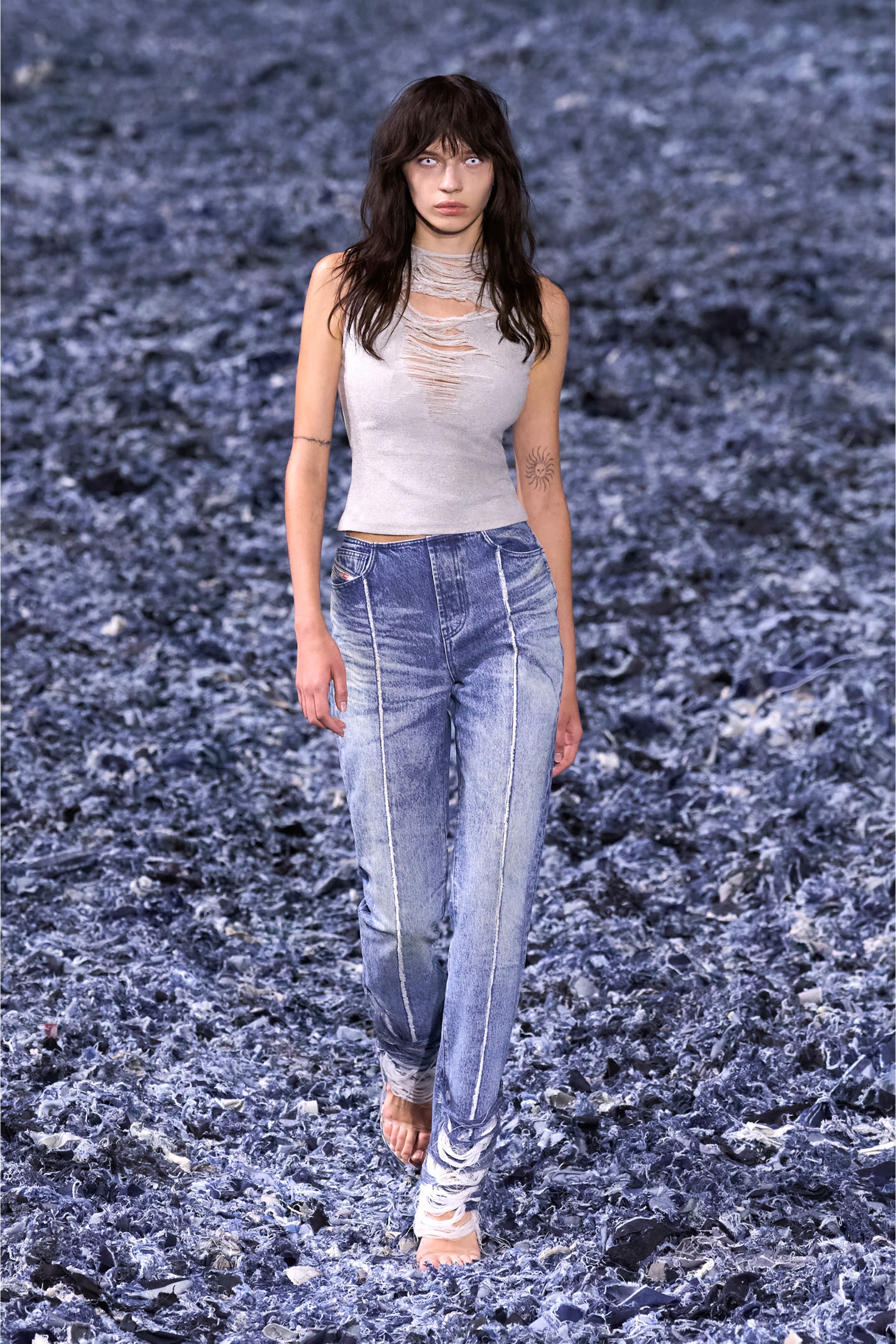 Grey Tank top with distressed front