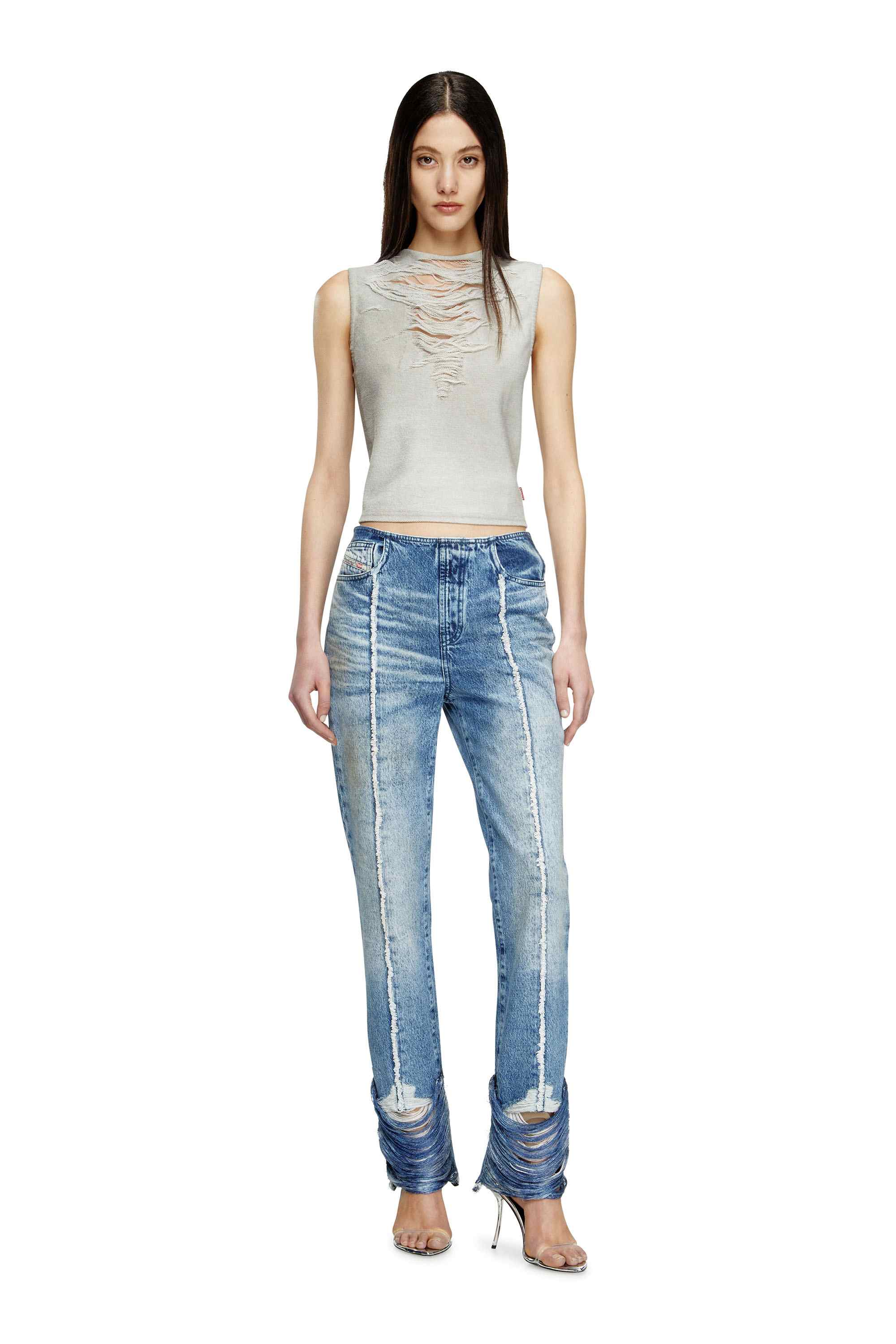 Grey Tank top with distressed front