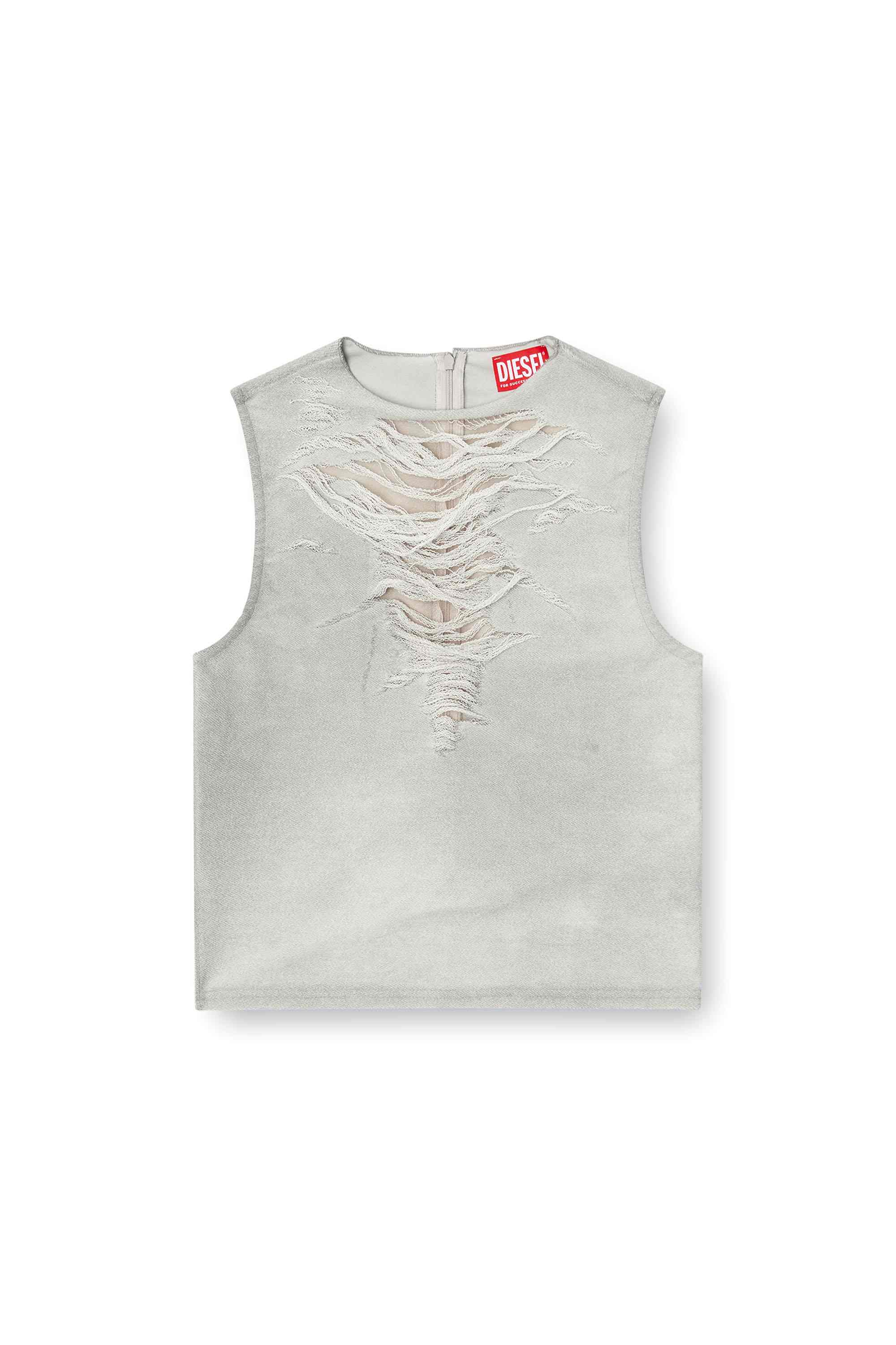Grey Tank top with distressed front