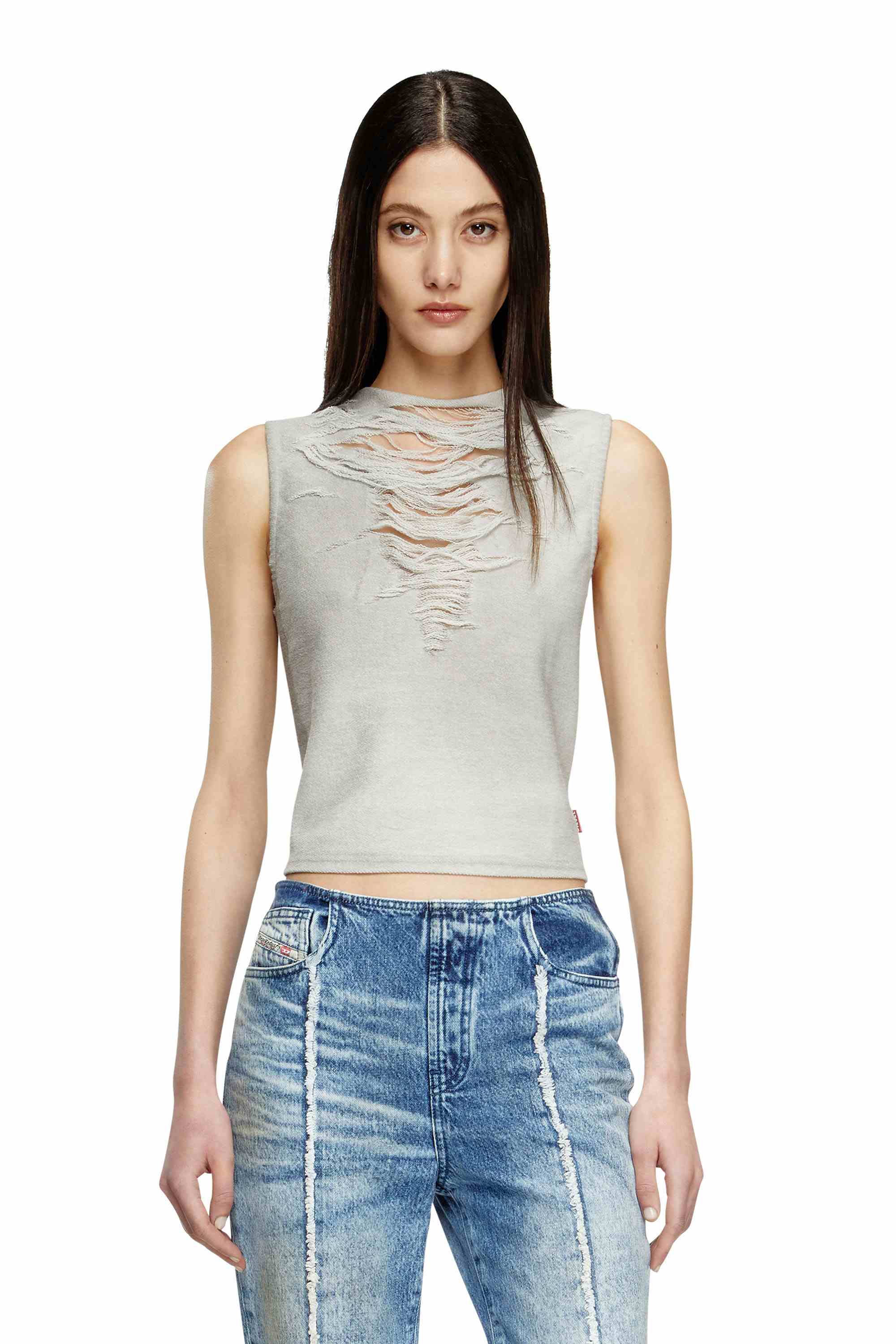 Grey Tank top with distressed front
