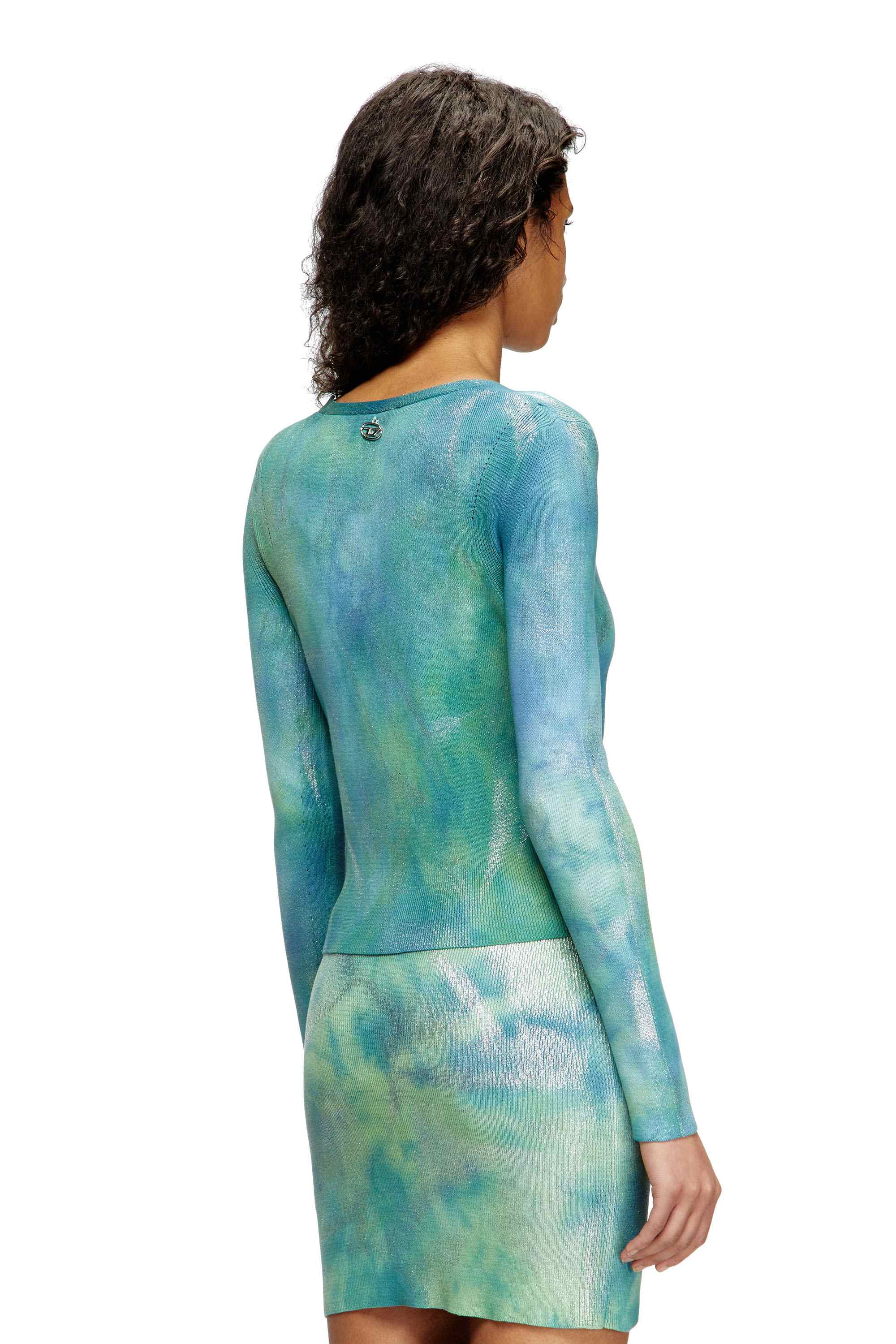 Blue  Cardigan in metallic solarised knit