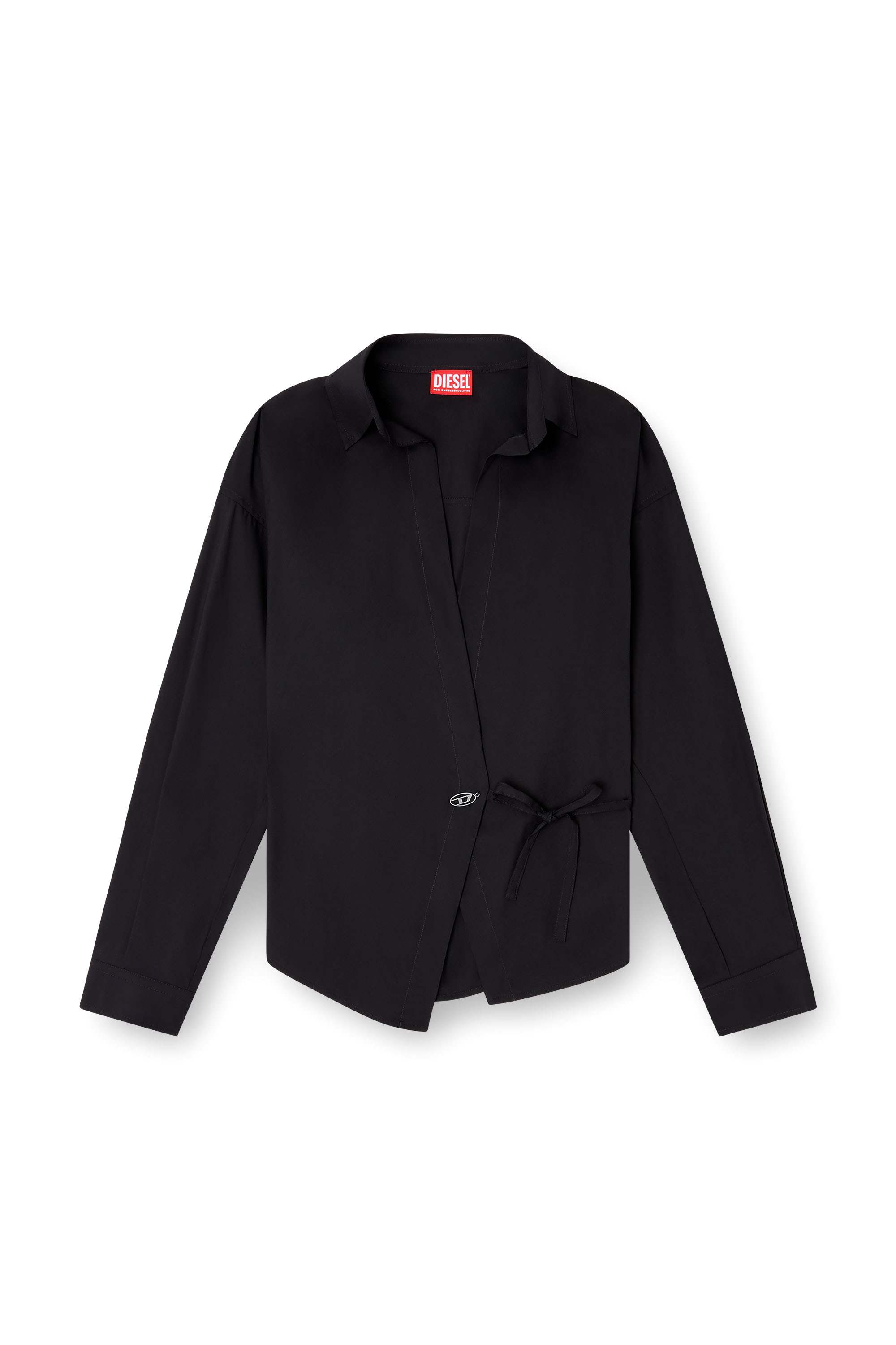 Black Wrap shirt with logo charm