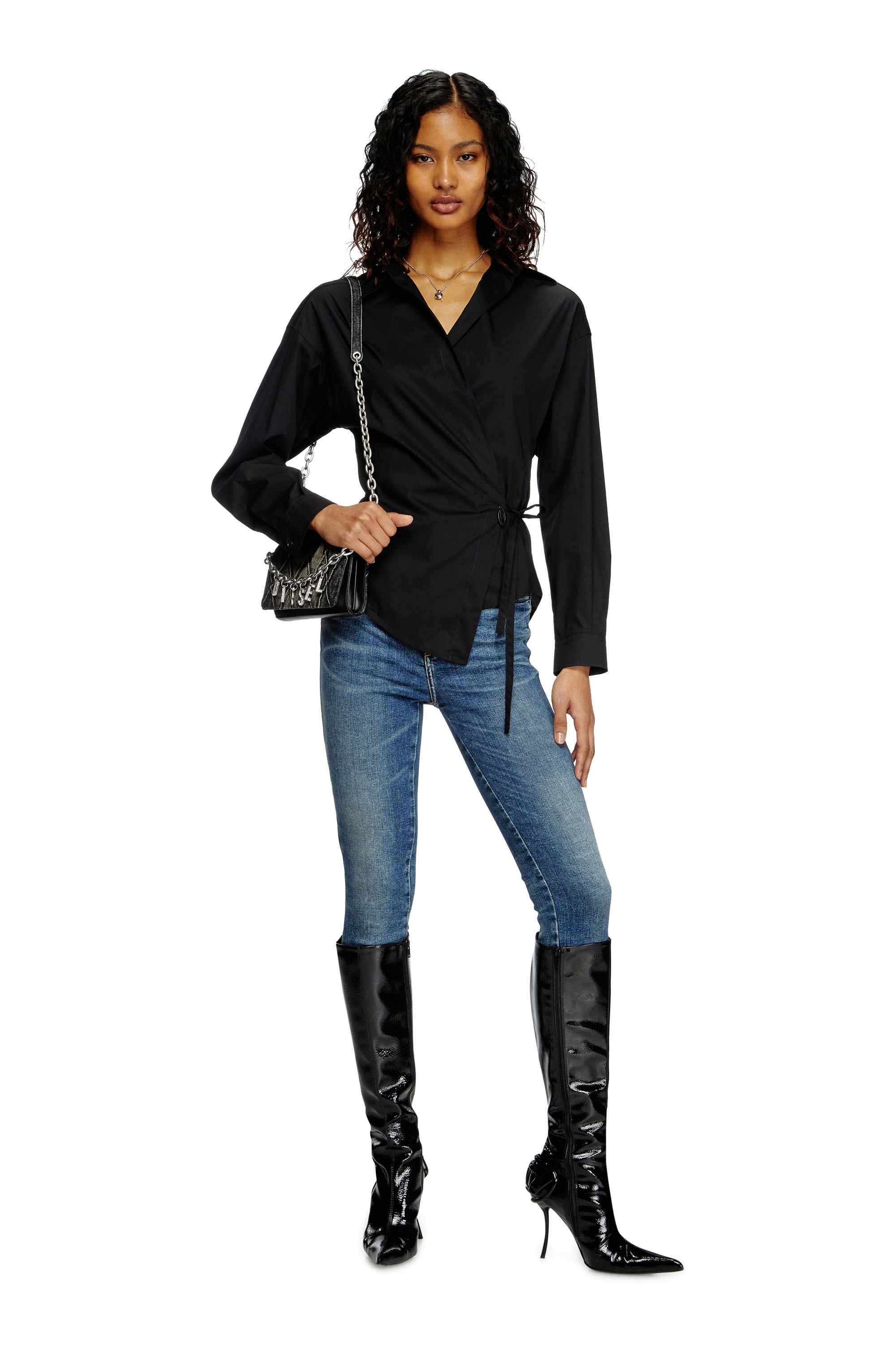 Black Wrap shirt with logo charm