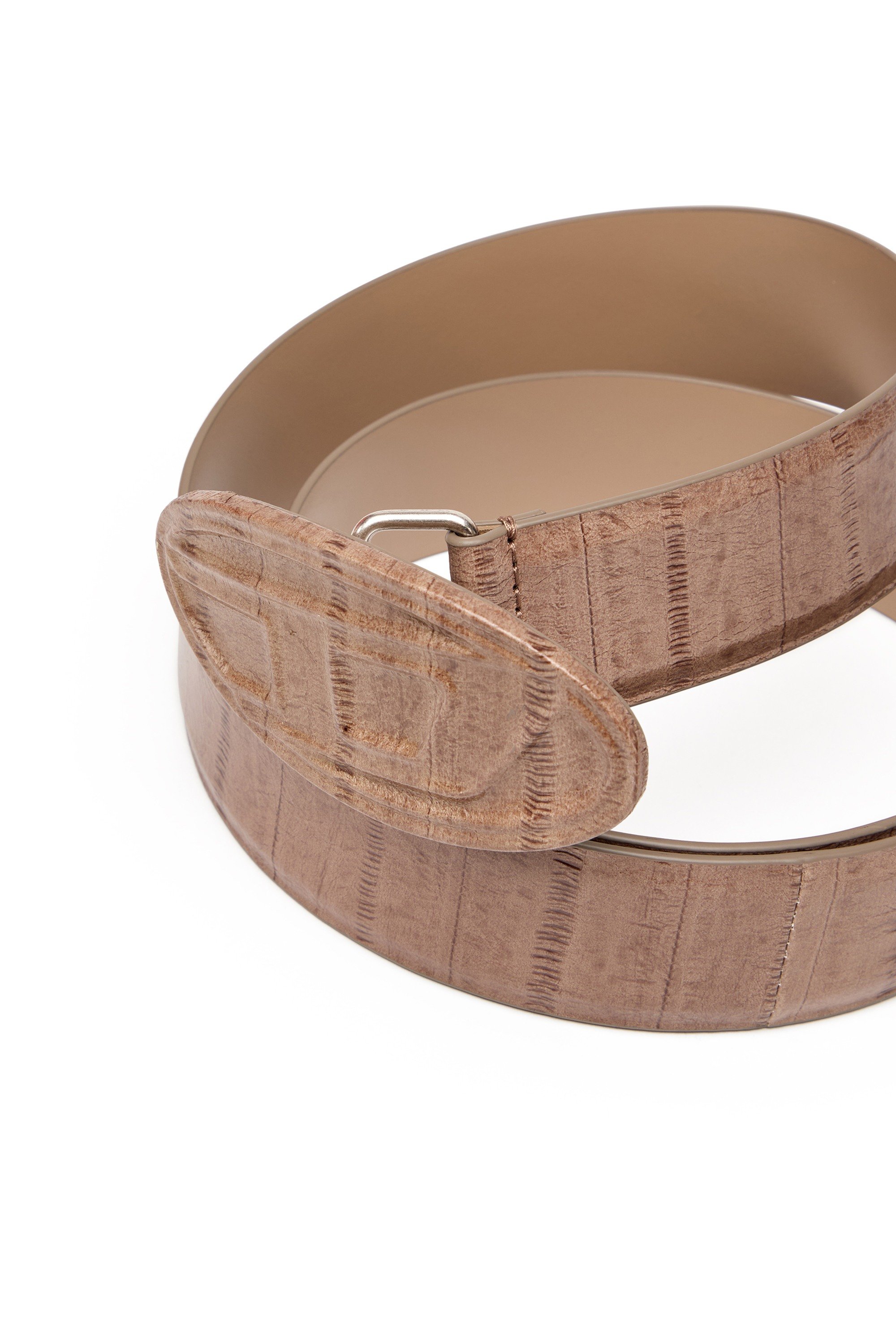 Brown 4cm belt in eel-effect leather