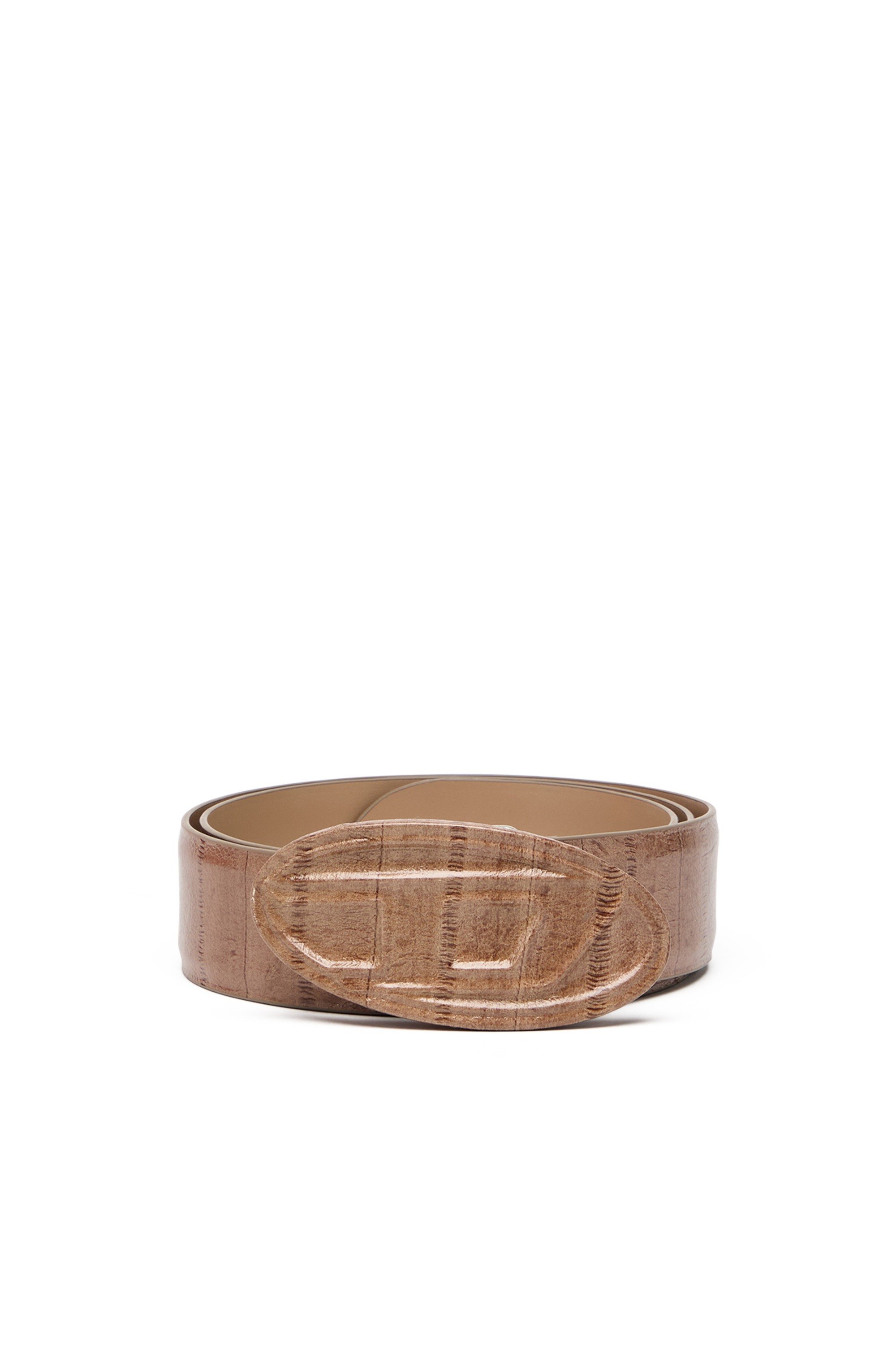 Brown 4cm belt in eel-effect leather