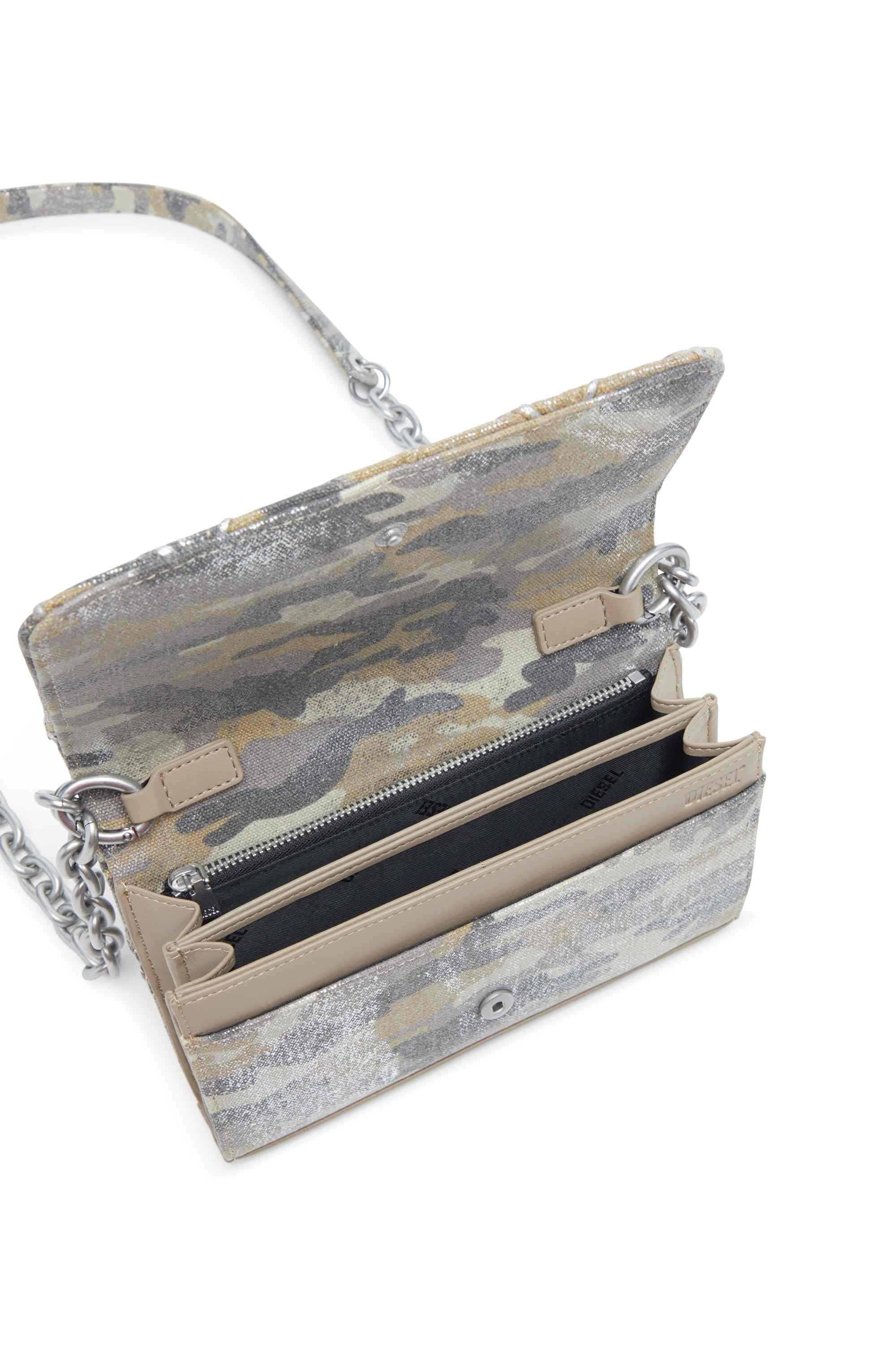 Multicolor Wallet purse in argyle quilted denim