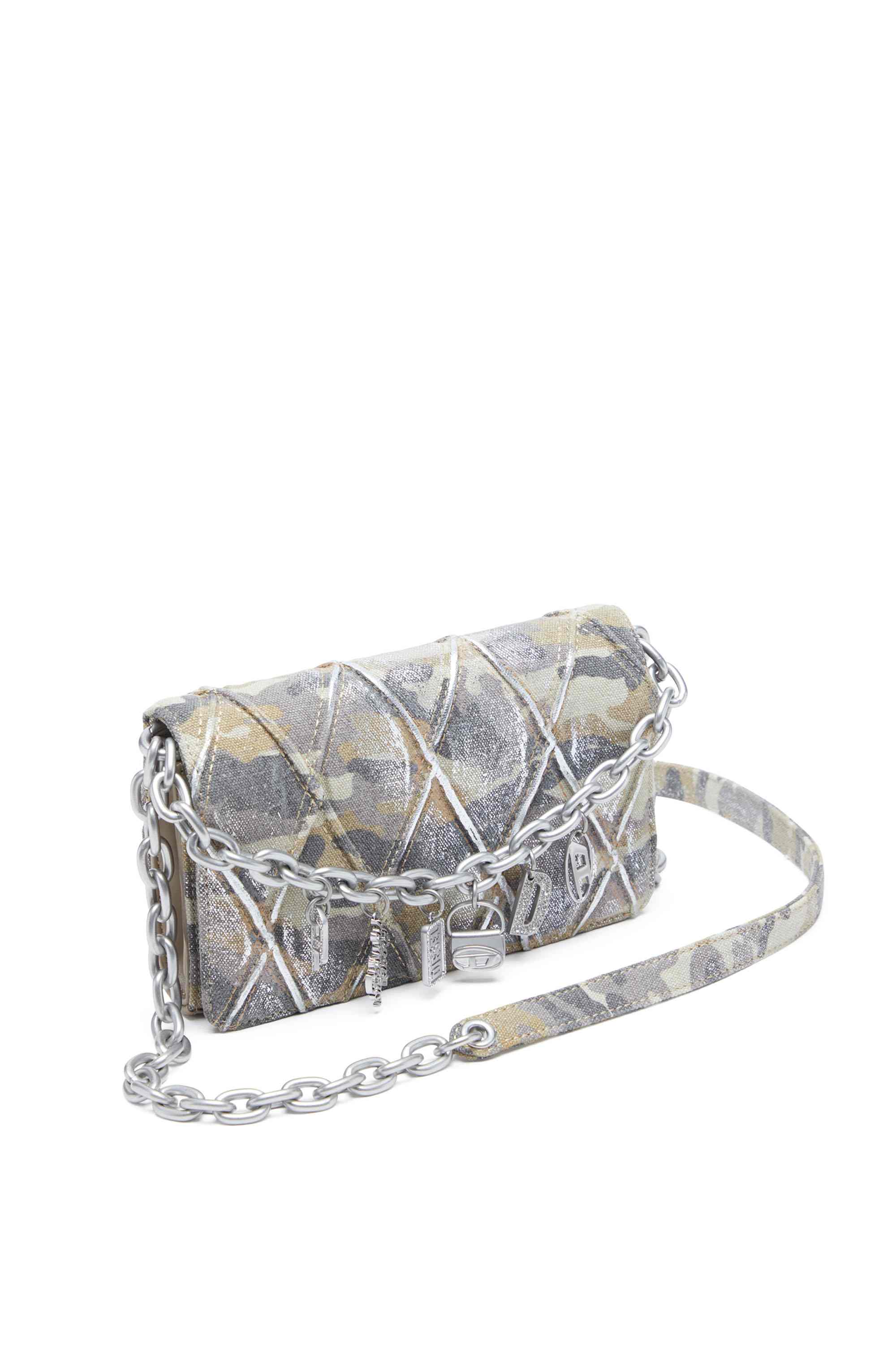 Multicolor Wallet purse in argyle quilted denim
