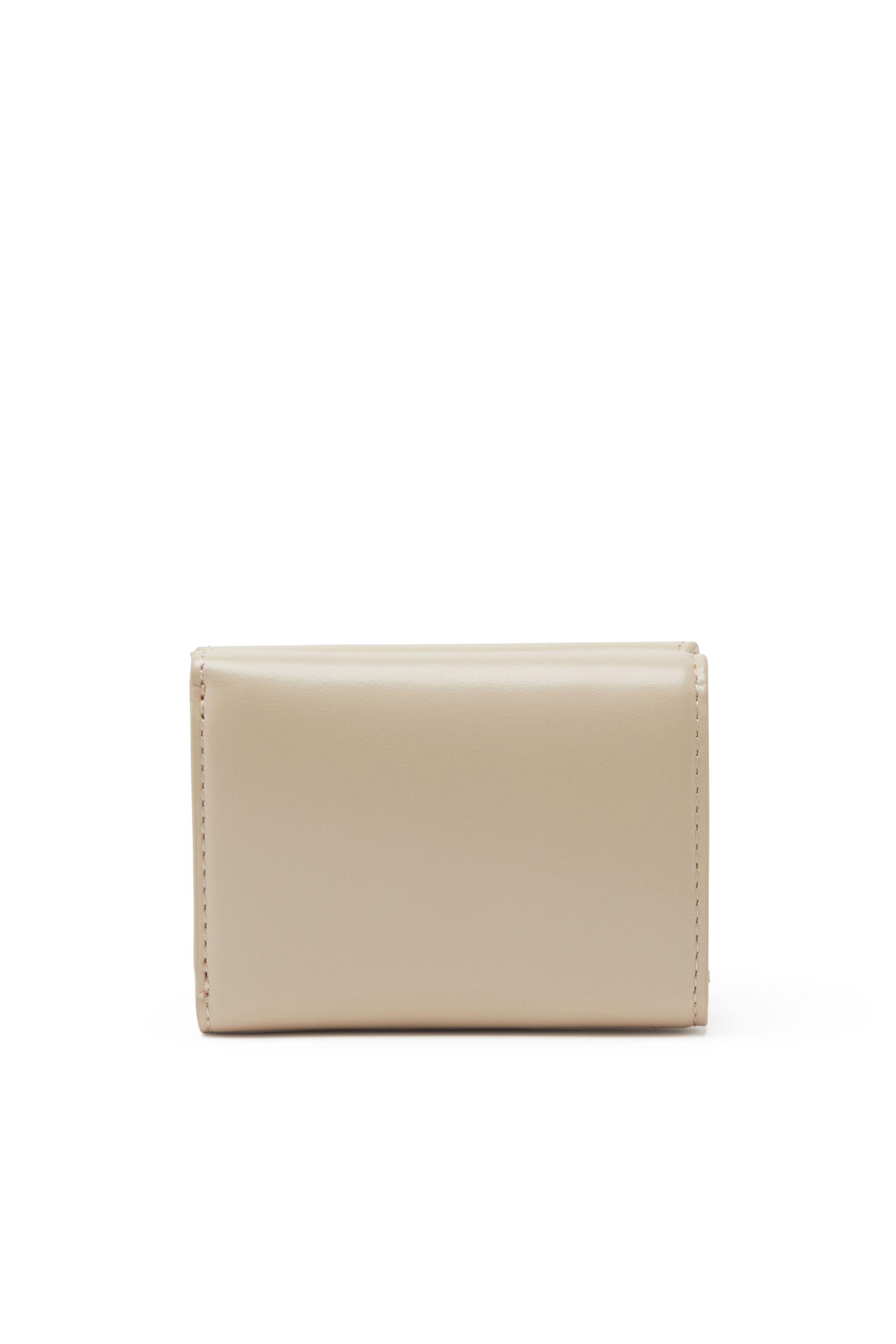 Beige Tri-fold wallet in leather