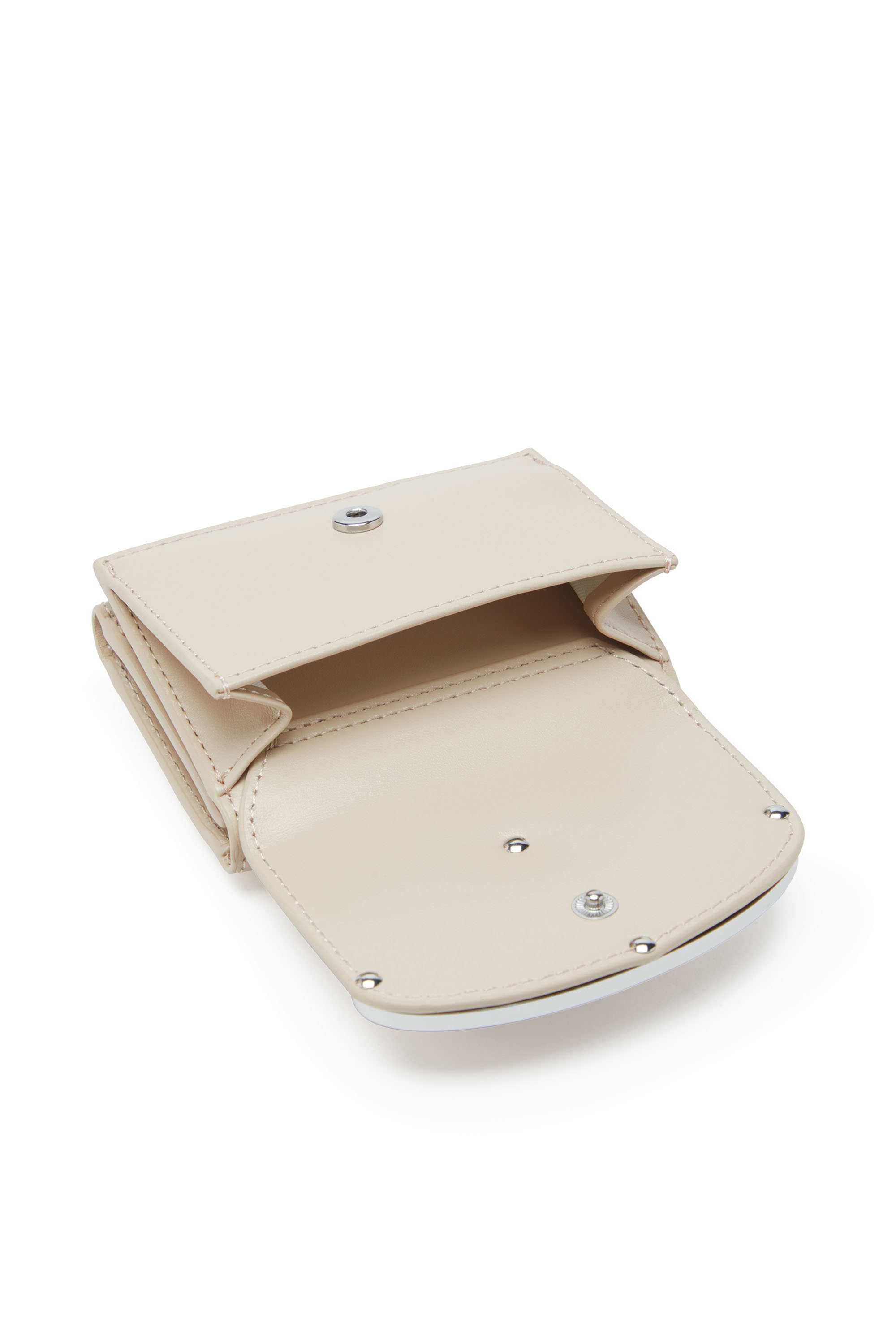 Beige Tri-fold wallet in leather