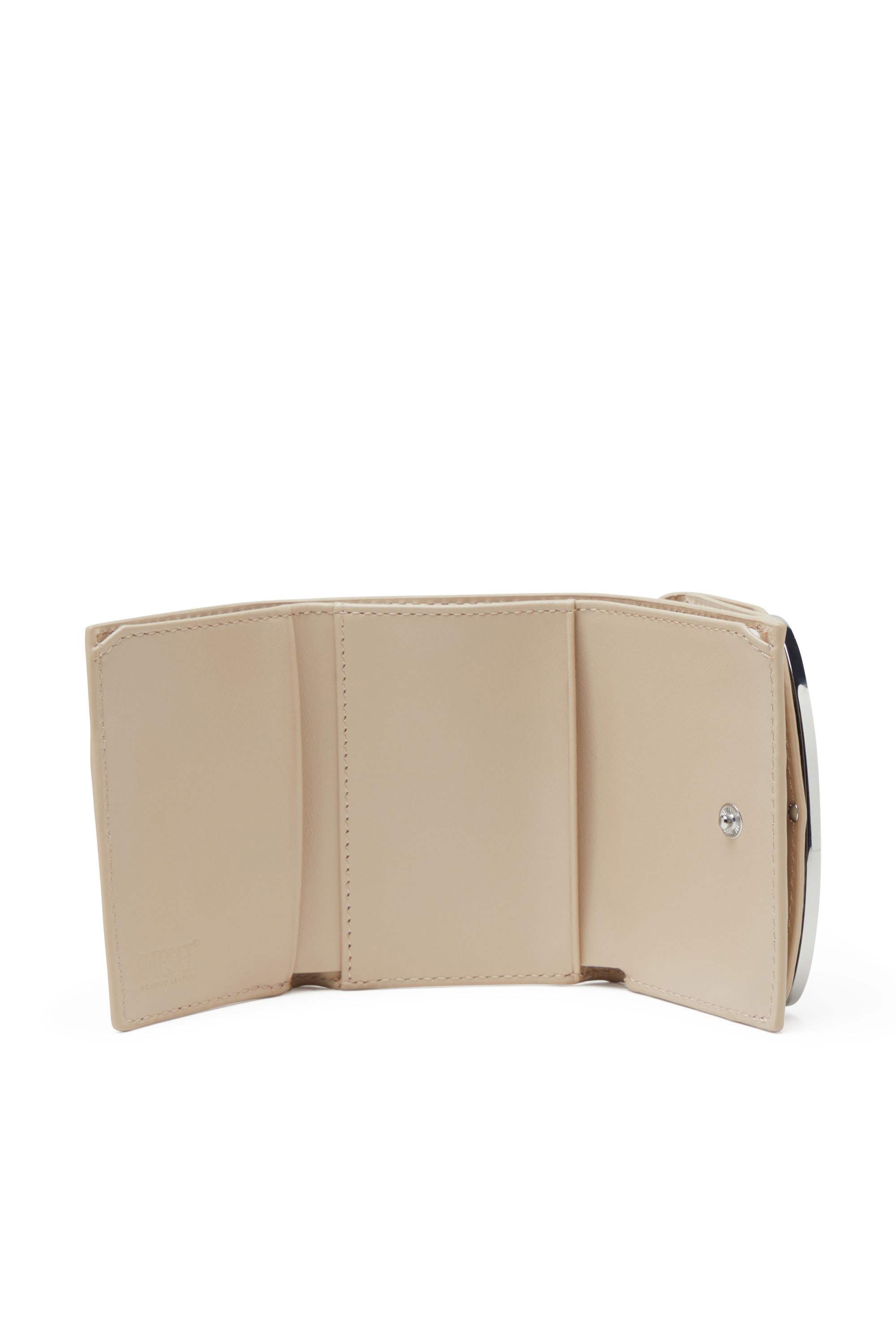 Beige Tri-fold wallet in leather