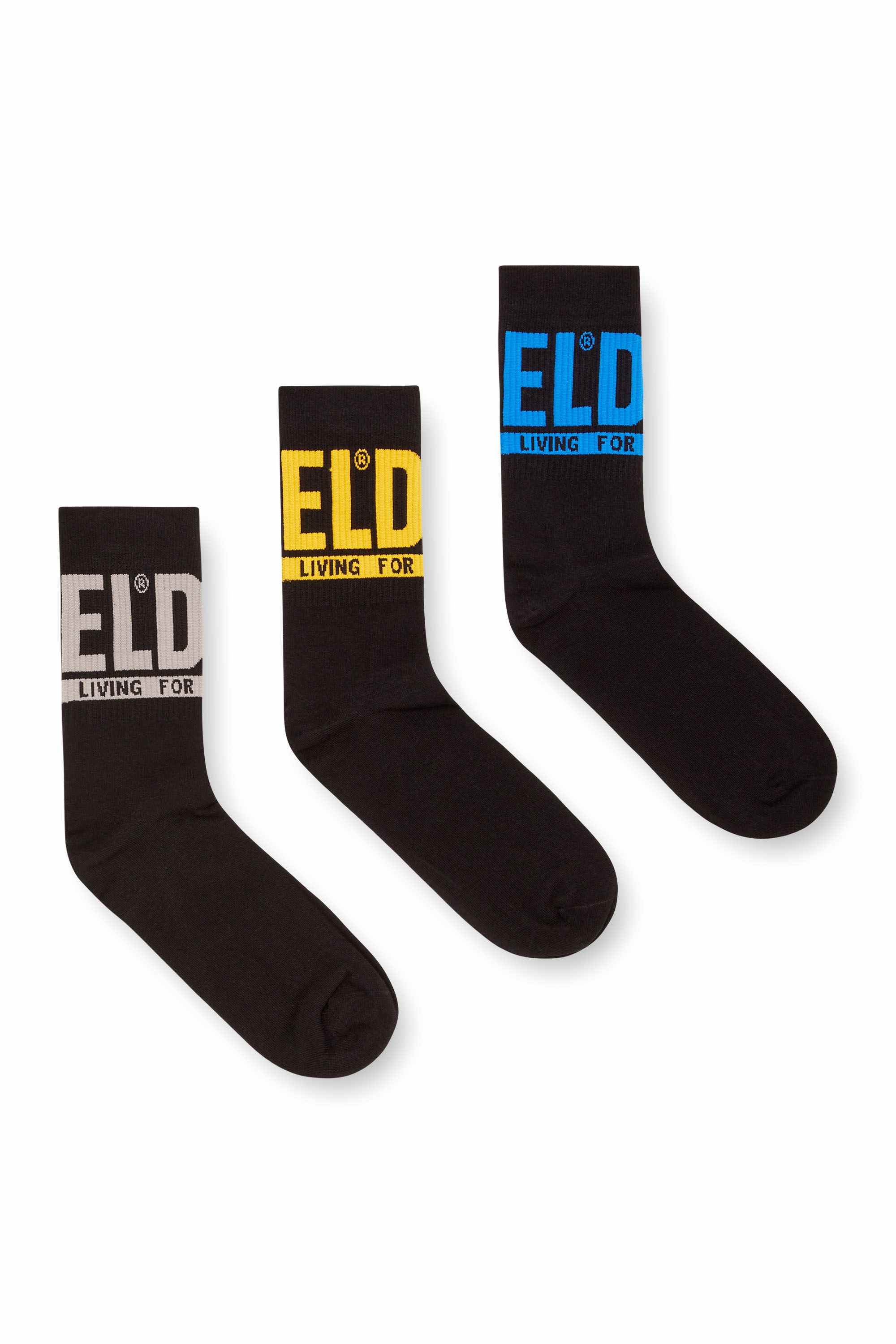 Grey 3-pack of logo cuff socks