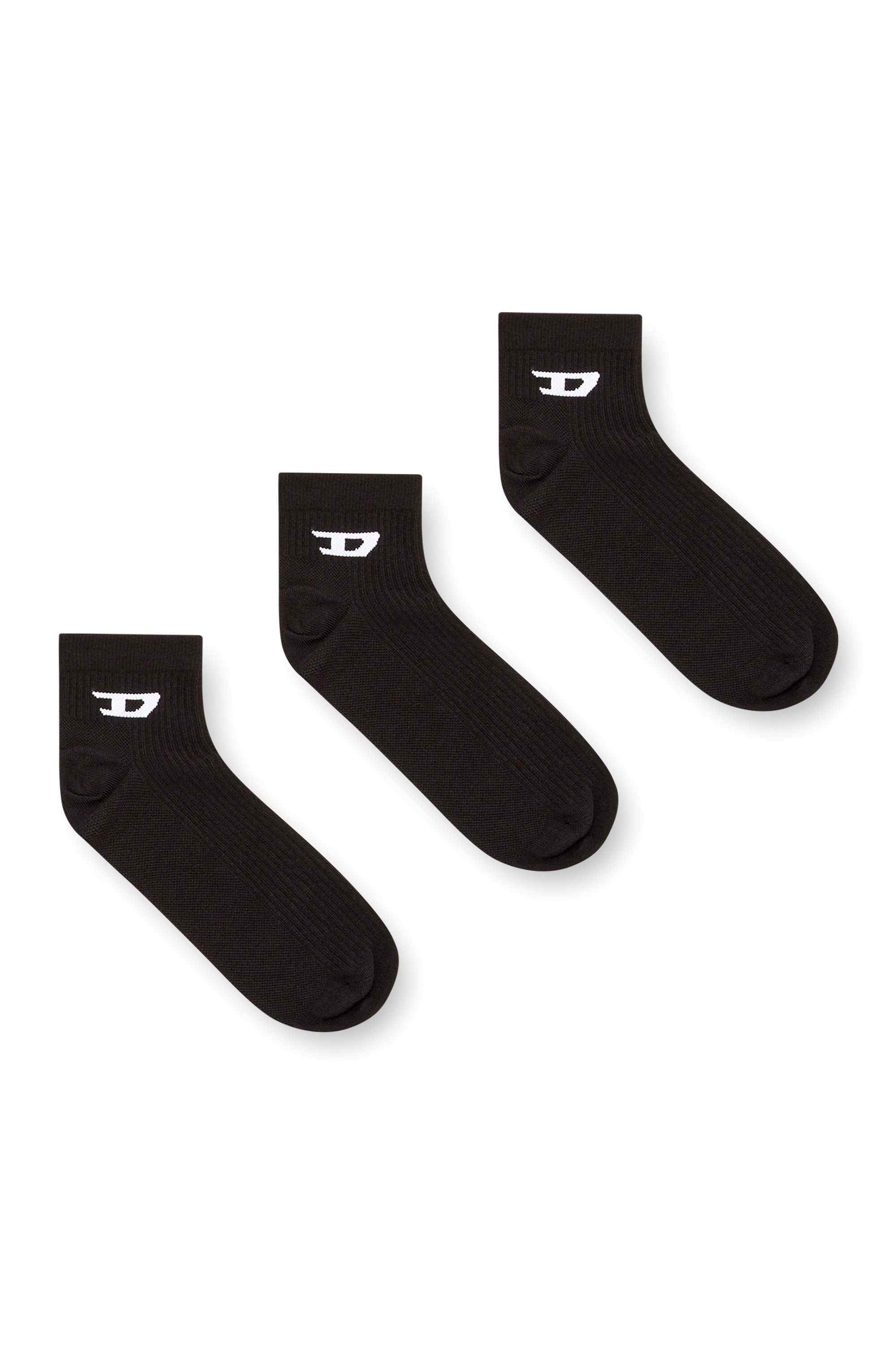Black Three-pack ankle socks with D logo