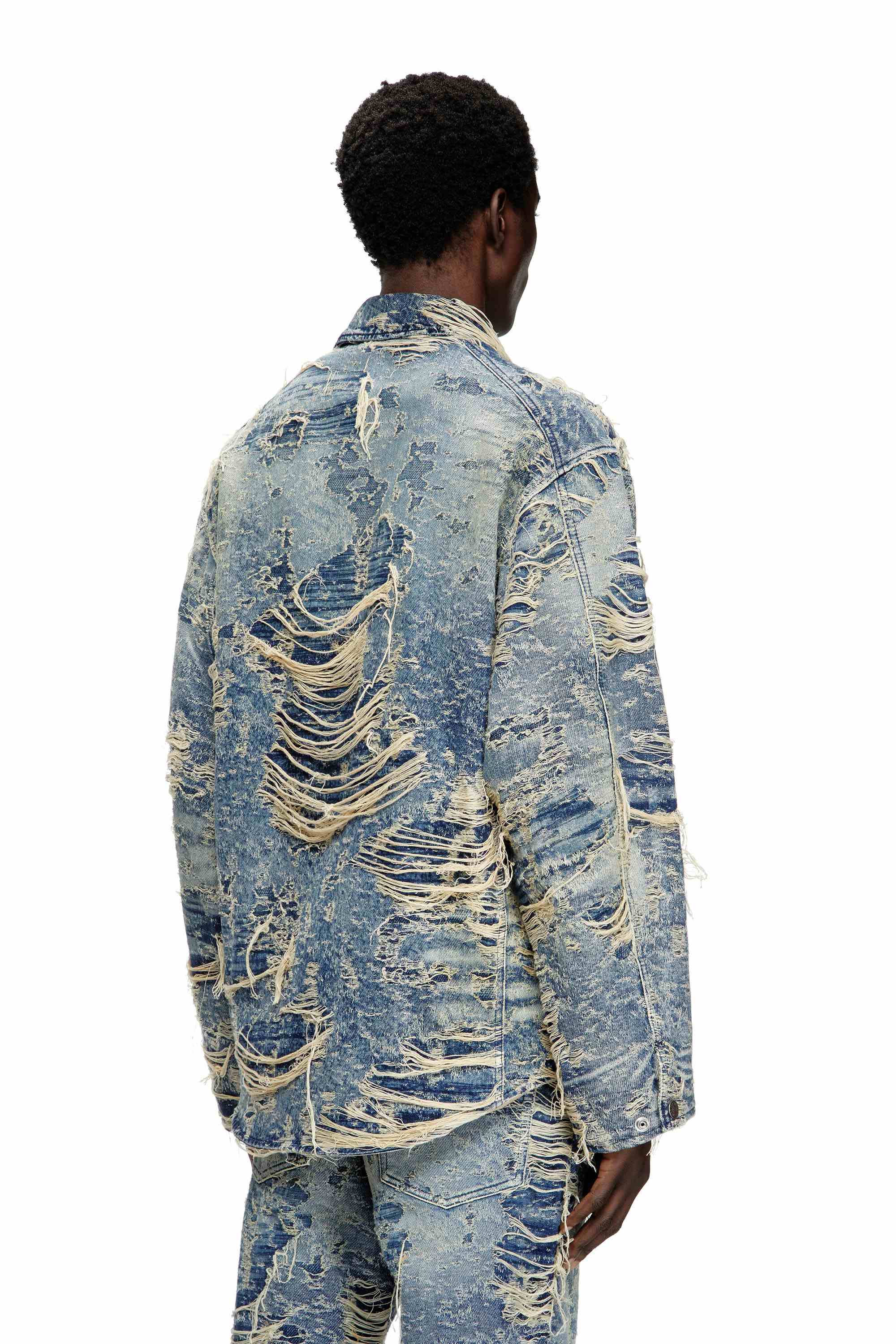 Blue Jacket in floating-thread denim