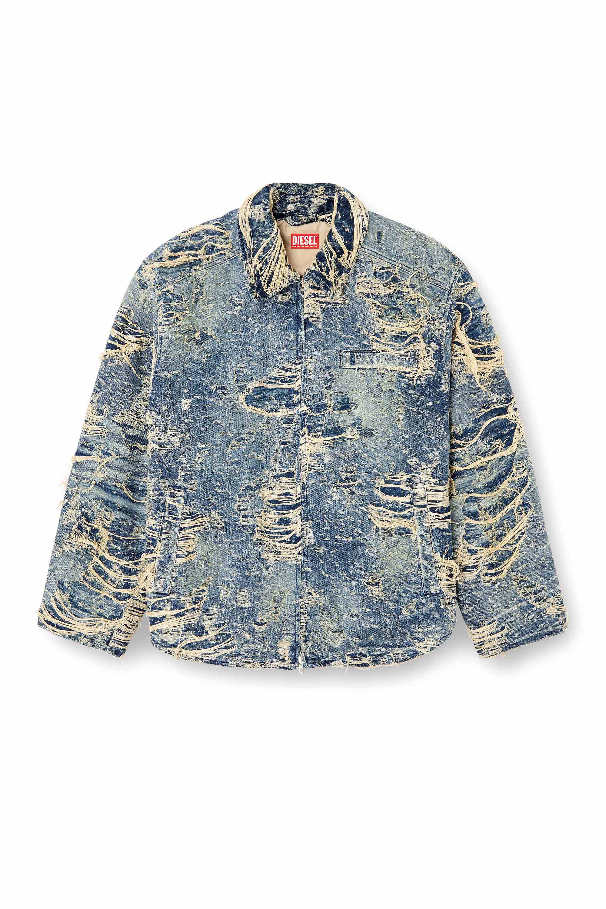 Blue Jacket in floating-thread denim