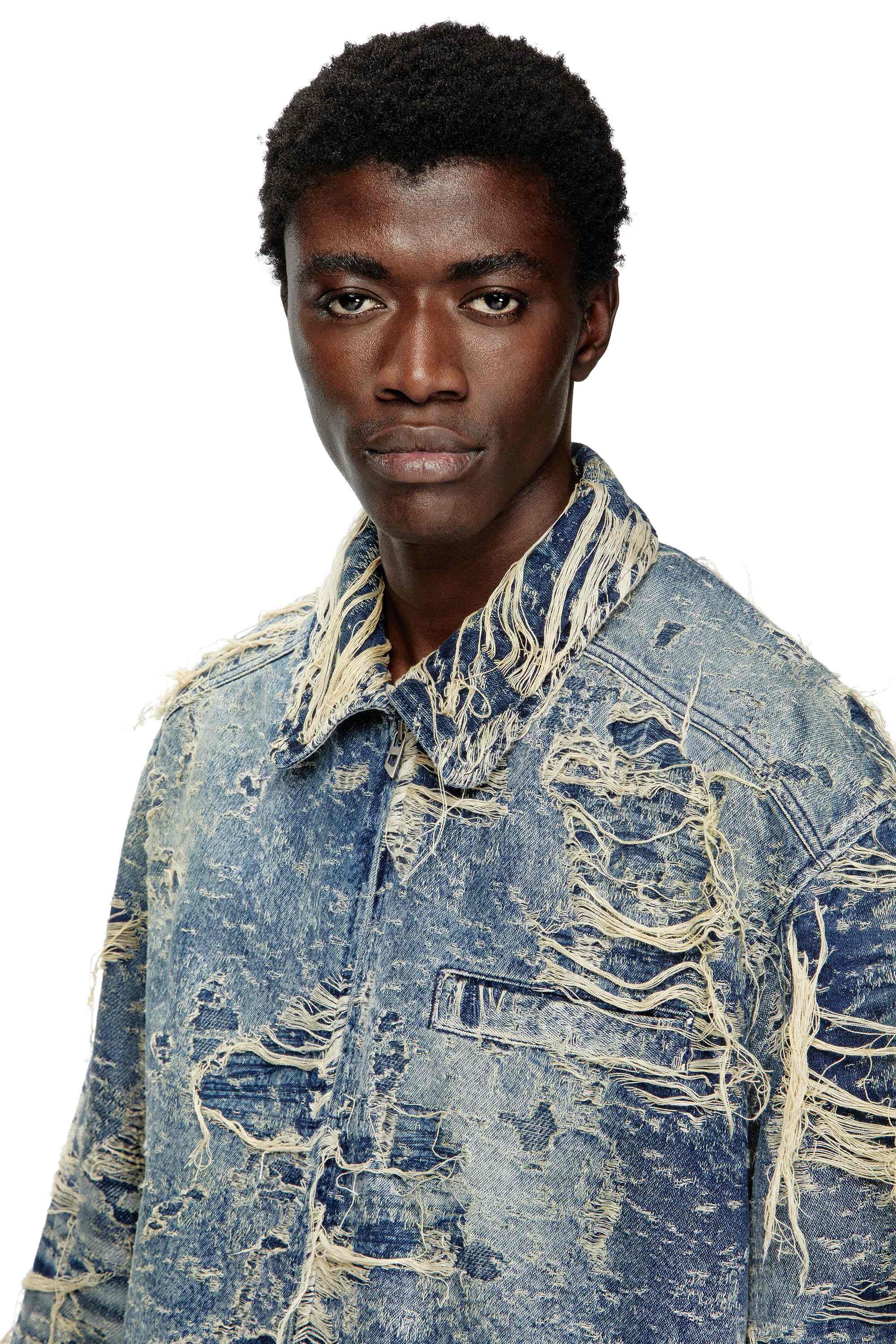 Blue Jacket in floating-thread denim