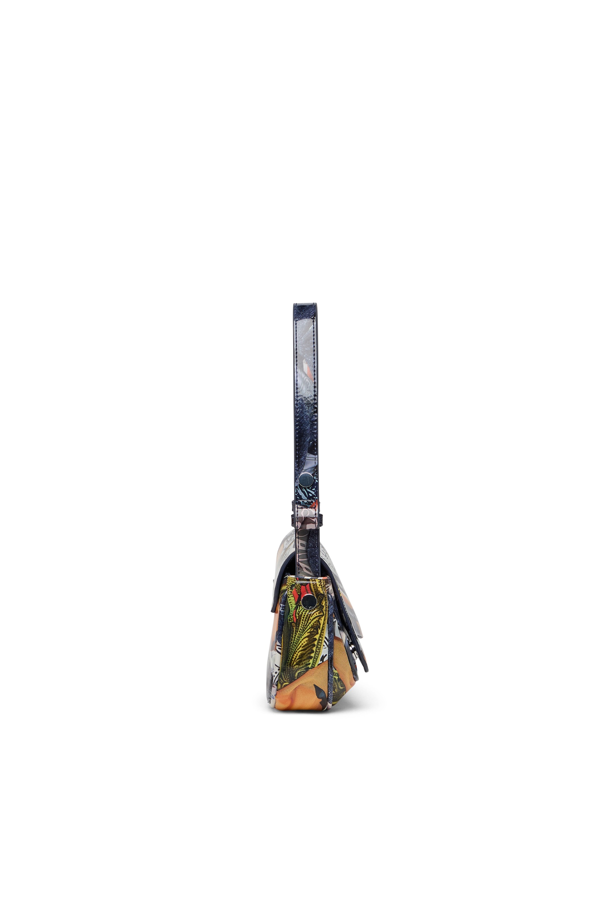 Multicolor Play-Glossy clutch with print