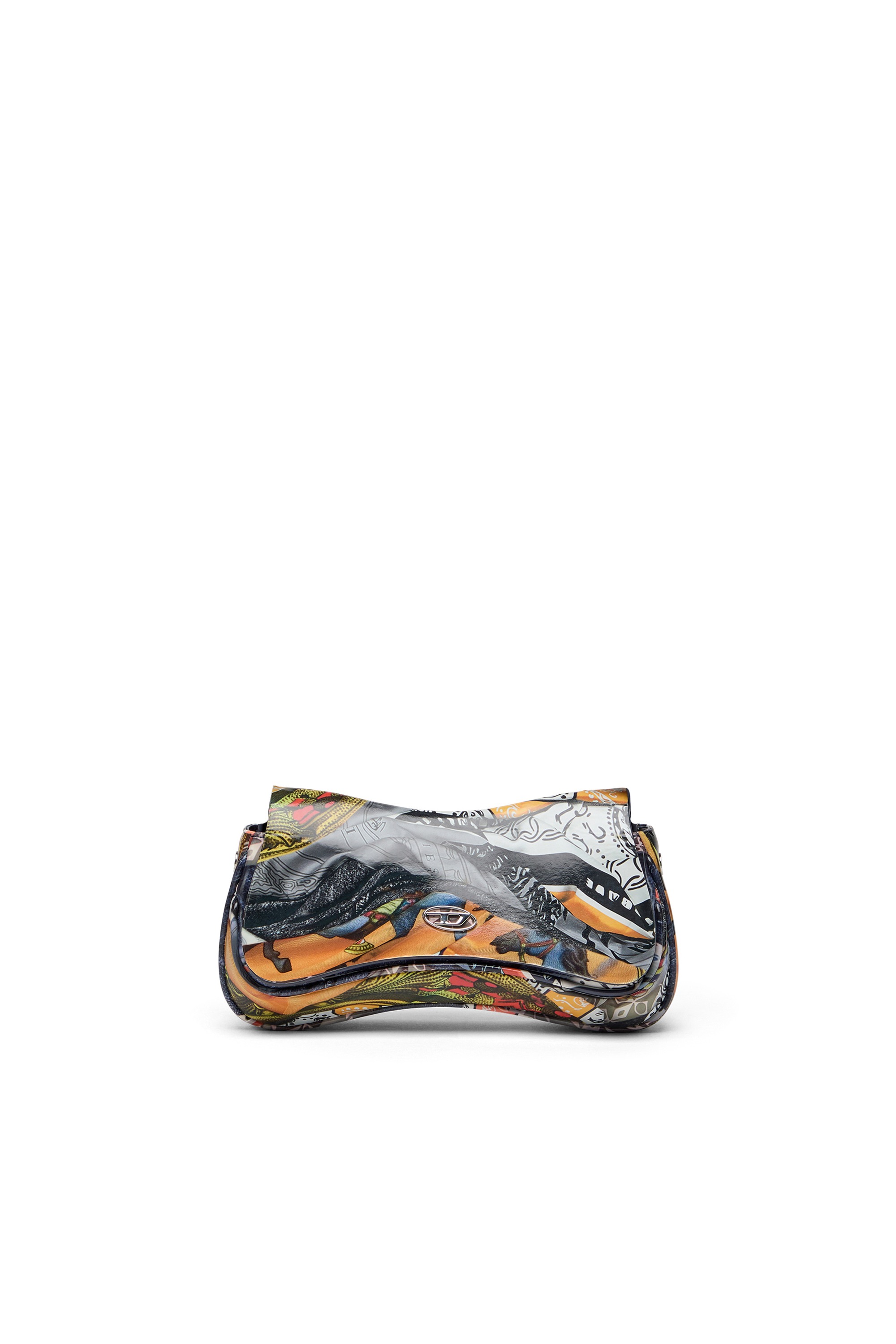 Multicolor Play-Glossy clutch with print