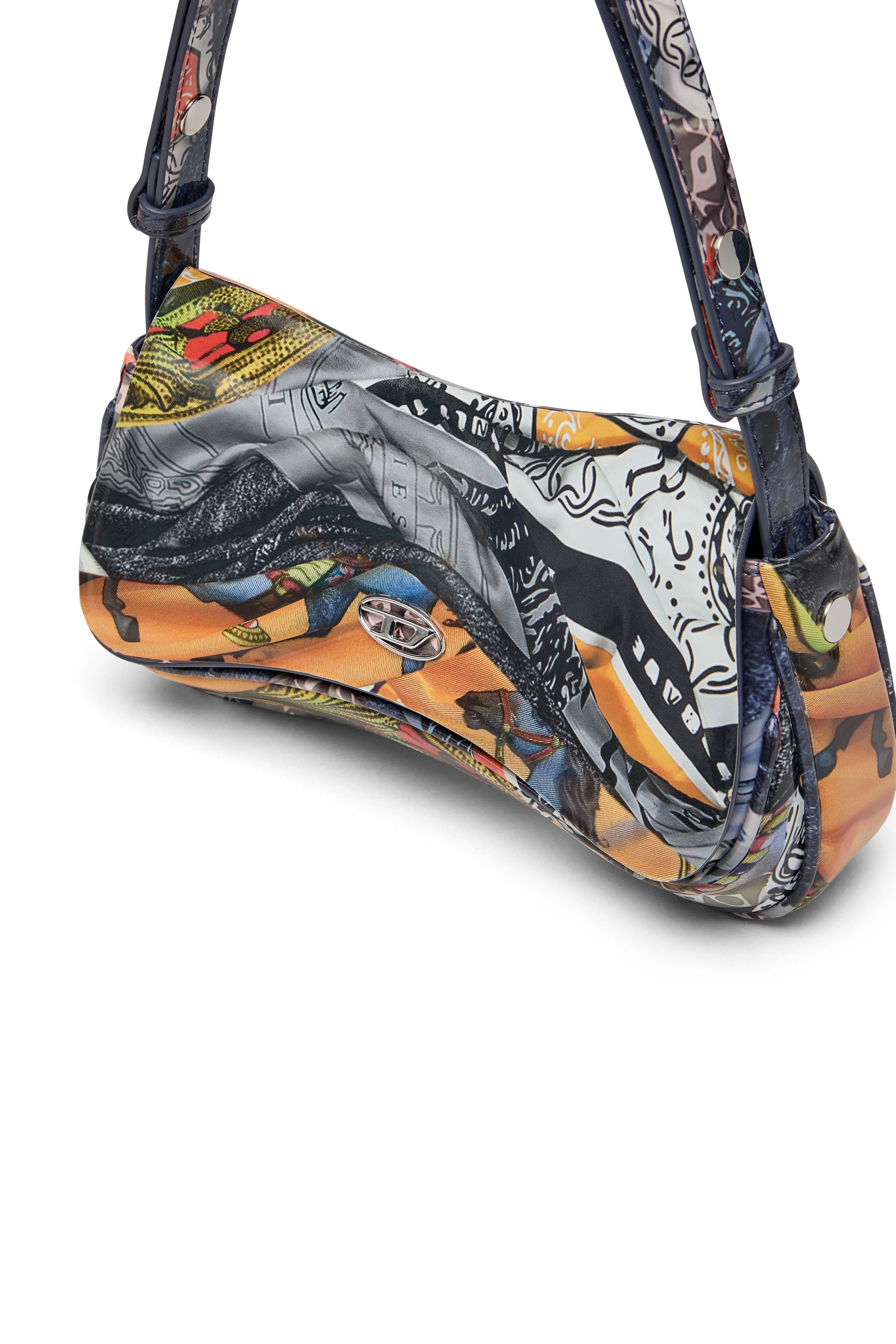 Multicolor Play-Glossy clutch with print