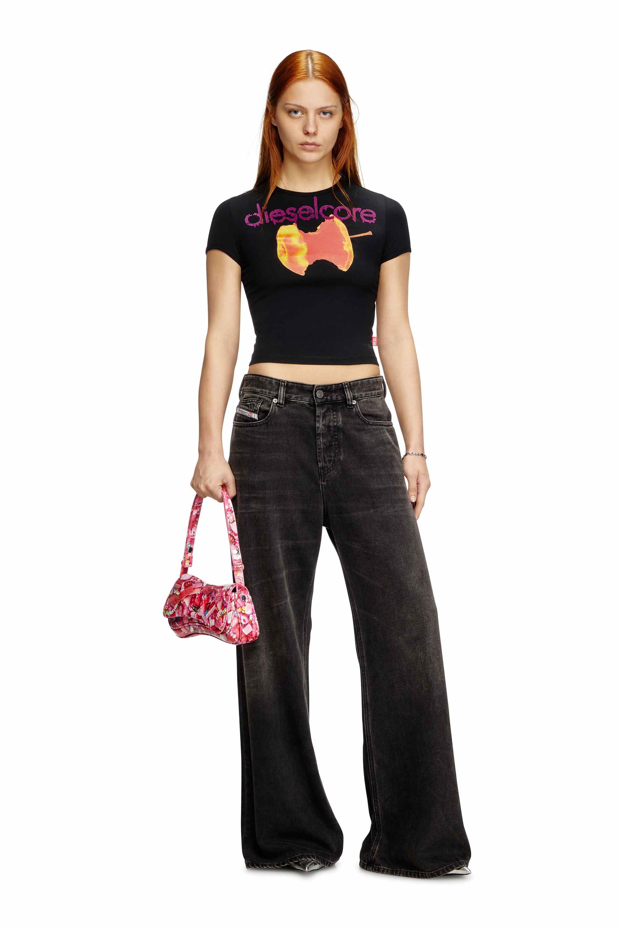 Pink Play-Glossy clutch with print