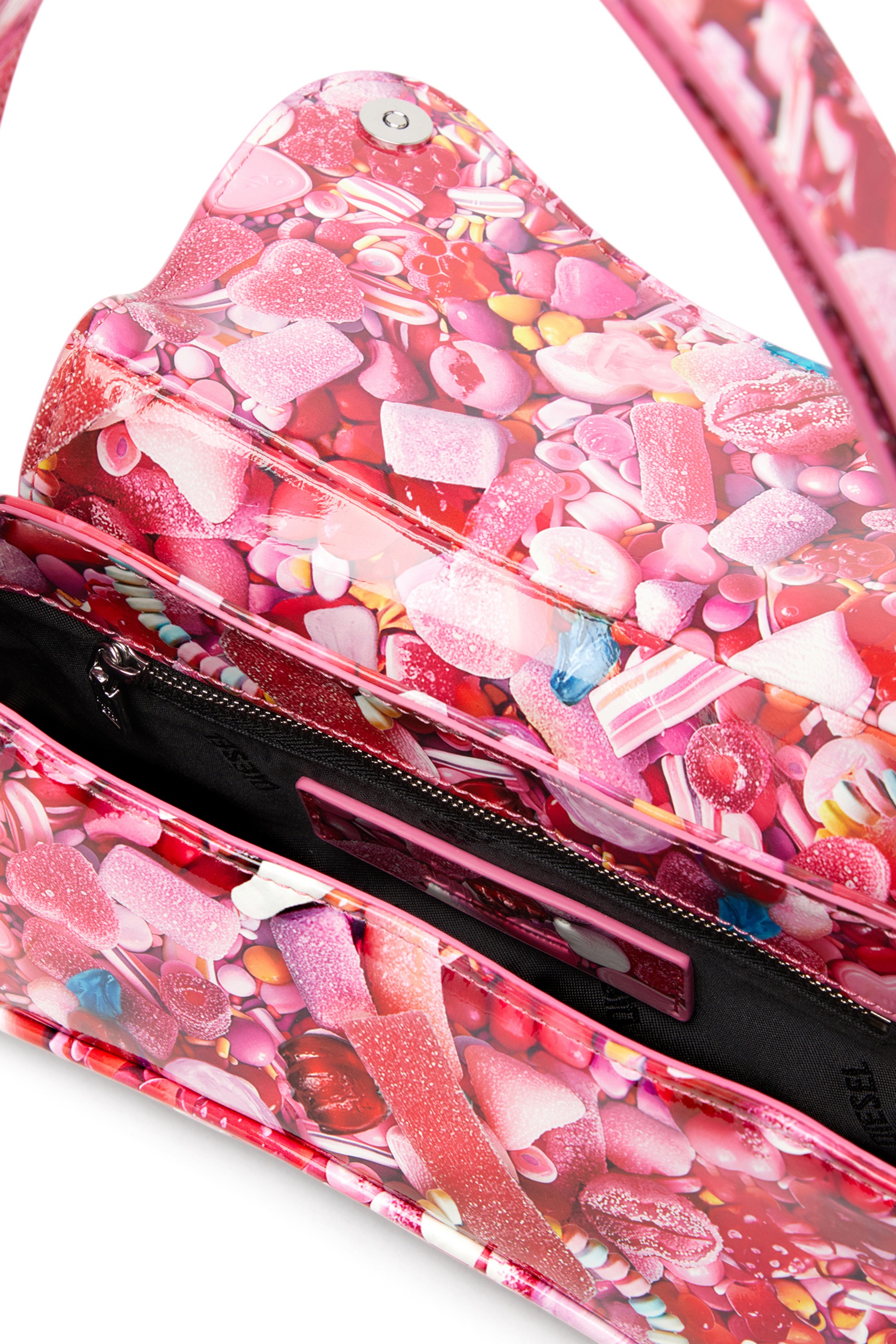 Pink Play-Glossy clutch with print
