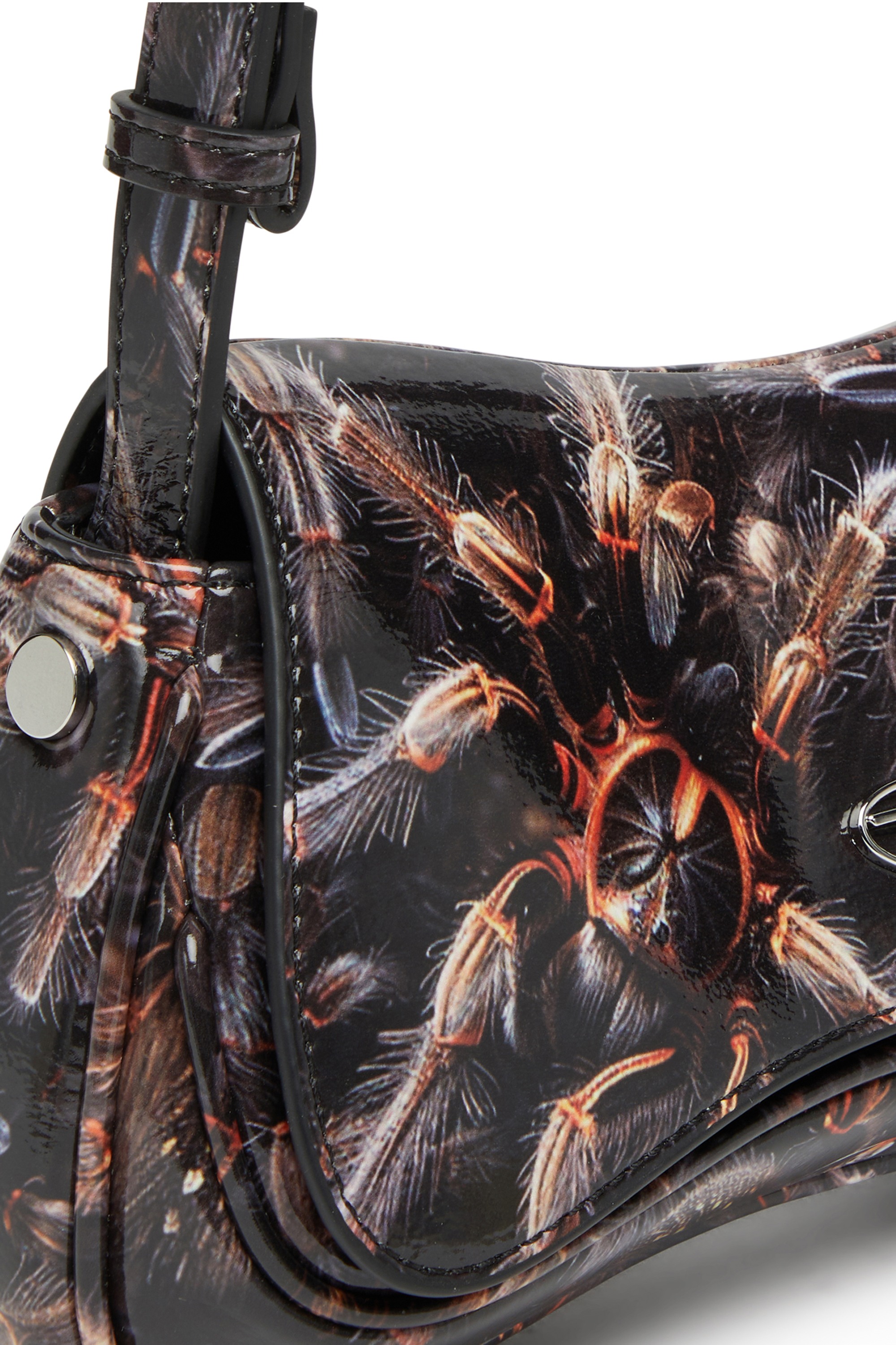 Black Play-Glossy clutch with print