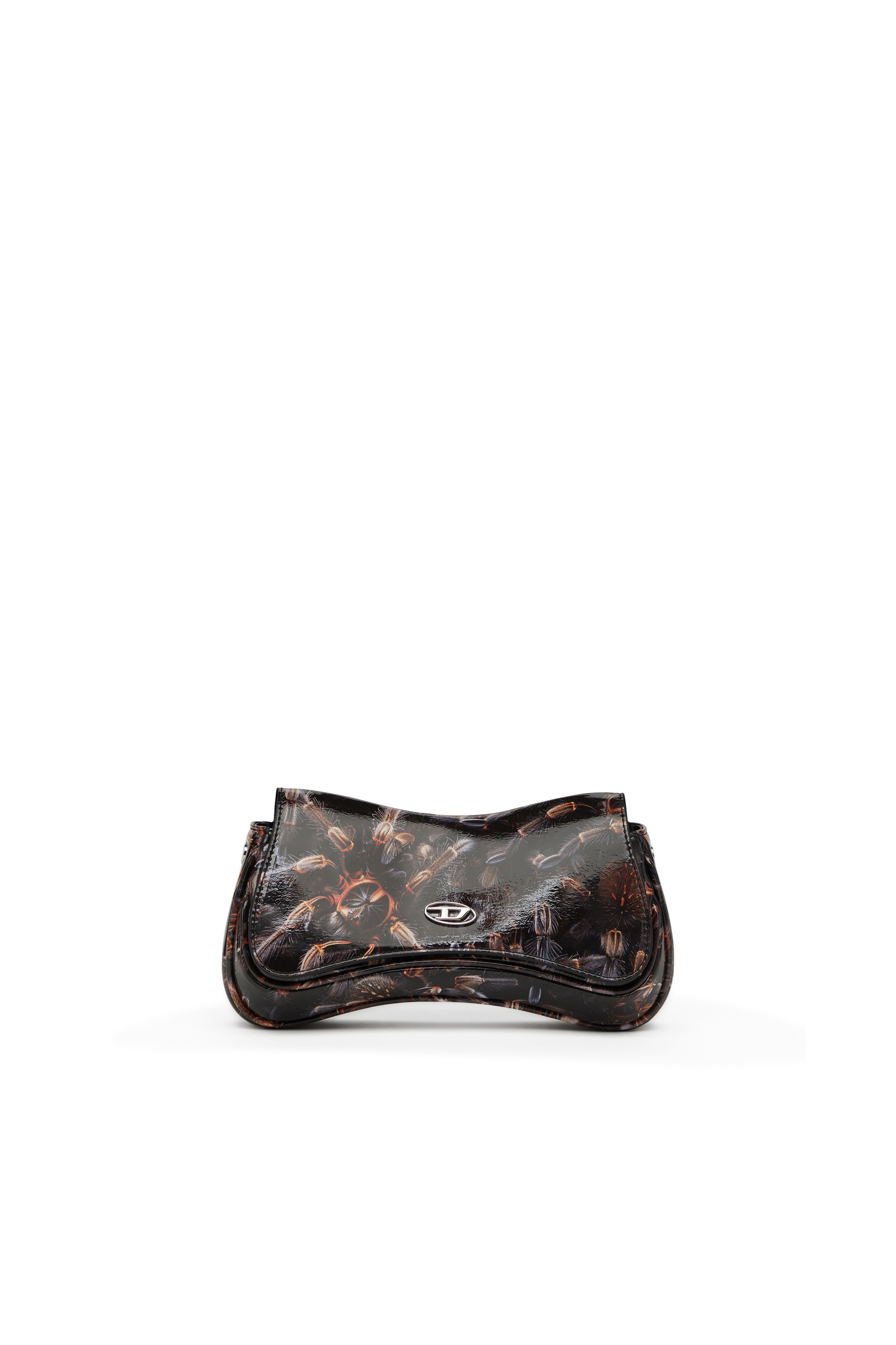 Black Play-Glossy clutch with print