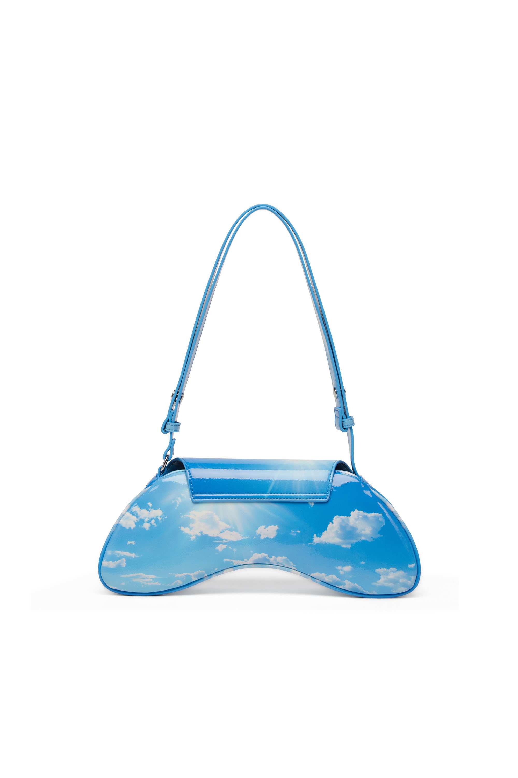 Blue Play-Shoulder bag in printed glossy PU