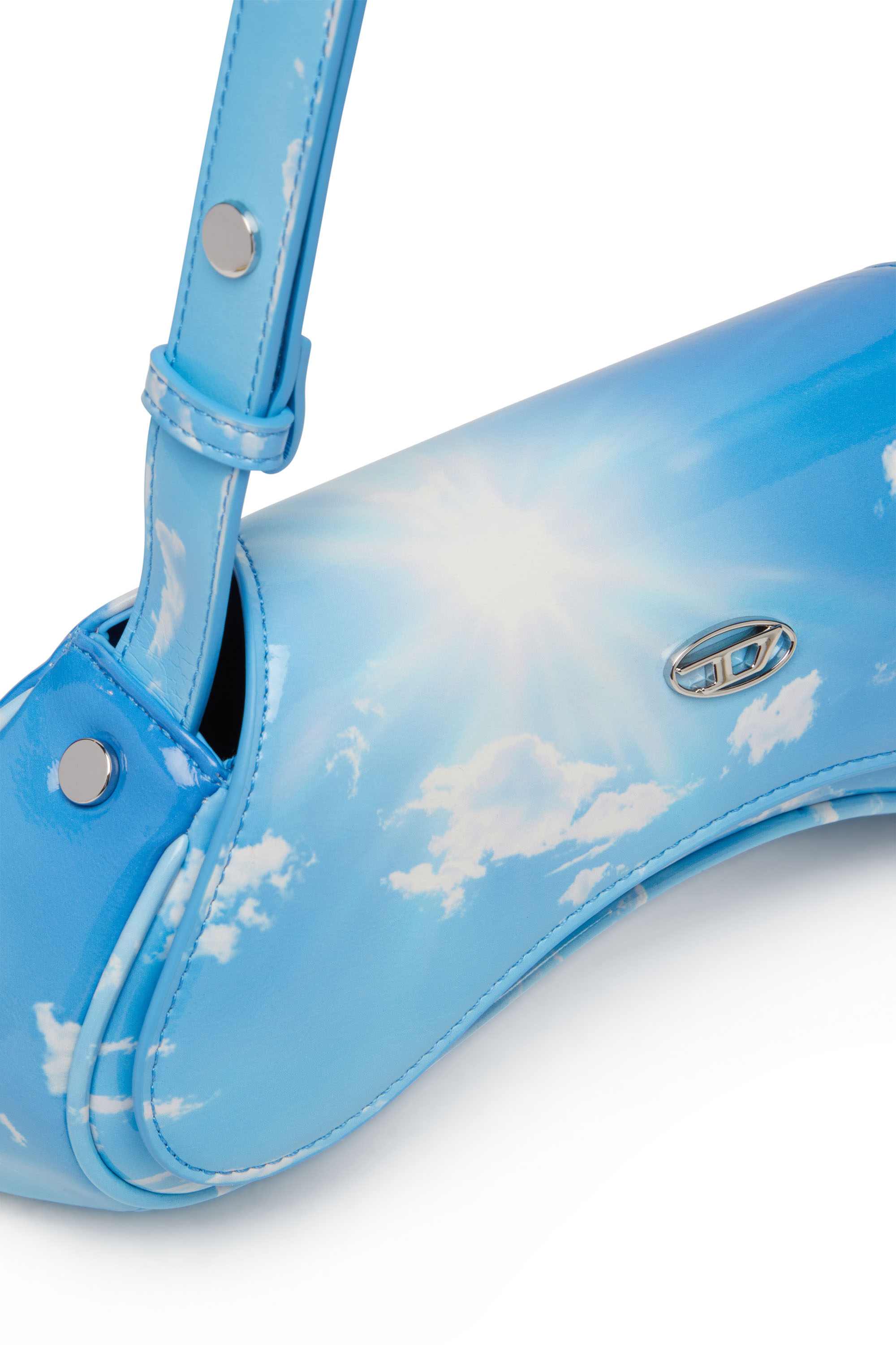 Blue Play-Shoulder bag in printed glossy PU