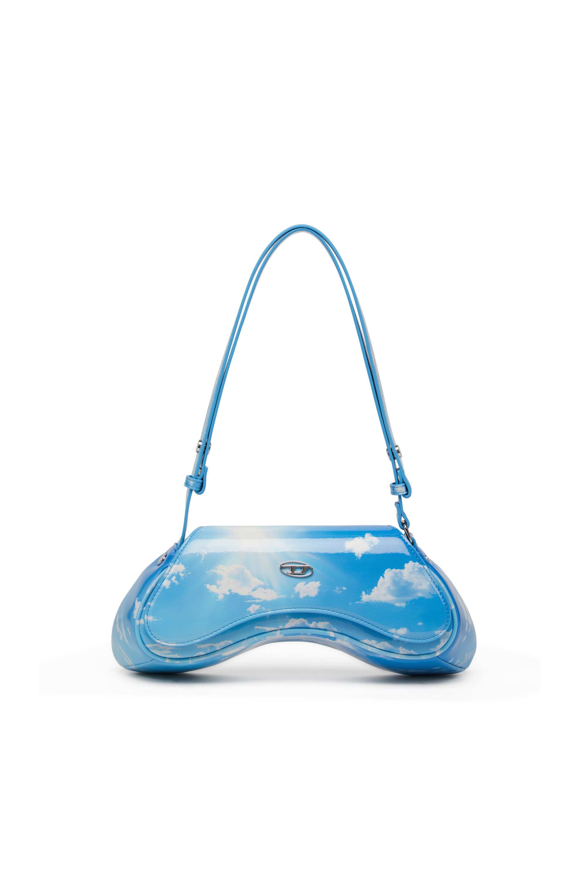 Blue Play-Shoulder bag in printed glossy PU