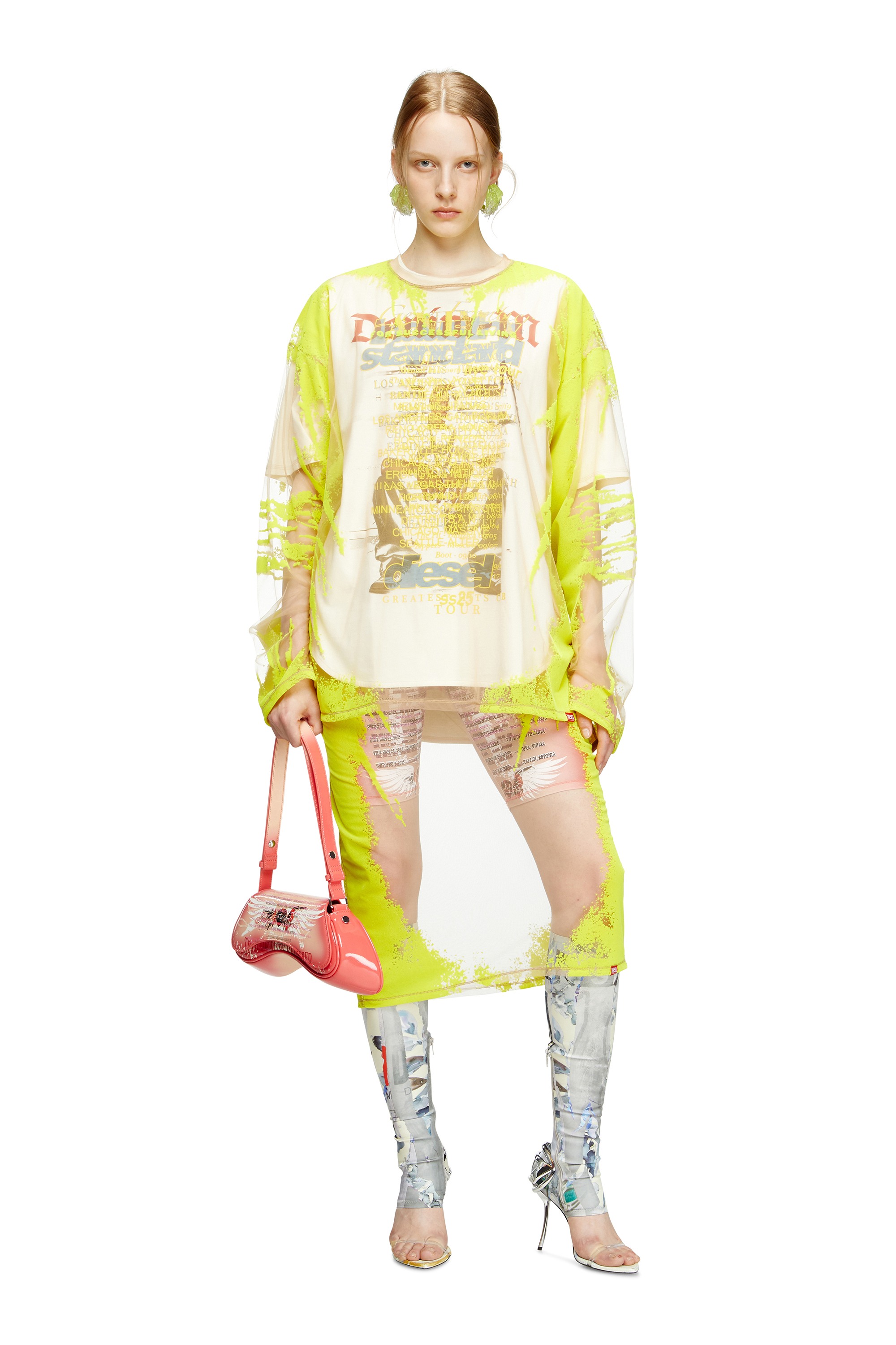 Pink Play-Shoulder bag in printed glossy PU