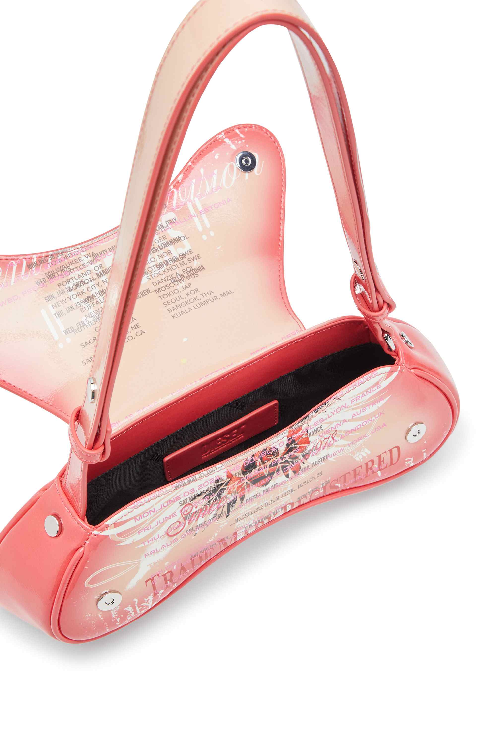 Pink Play-Shoulder bag in printed glossy PU