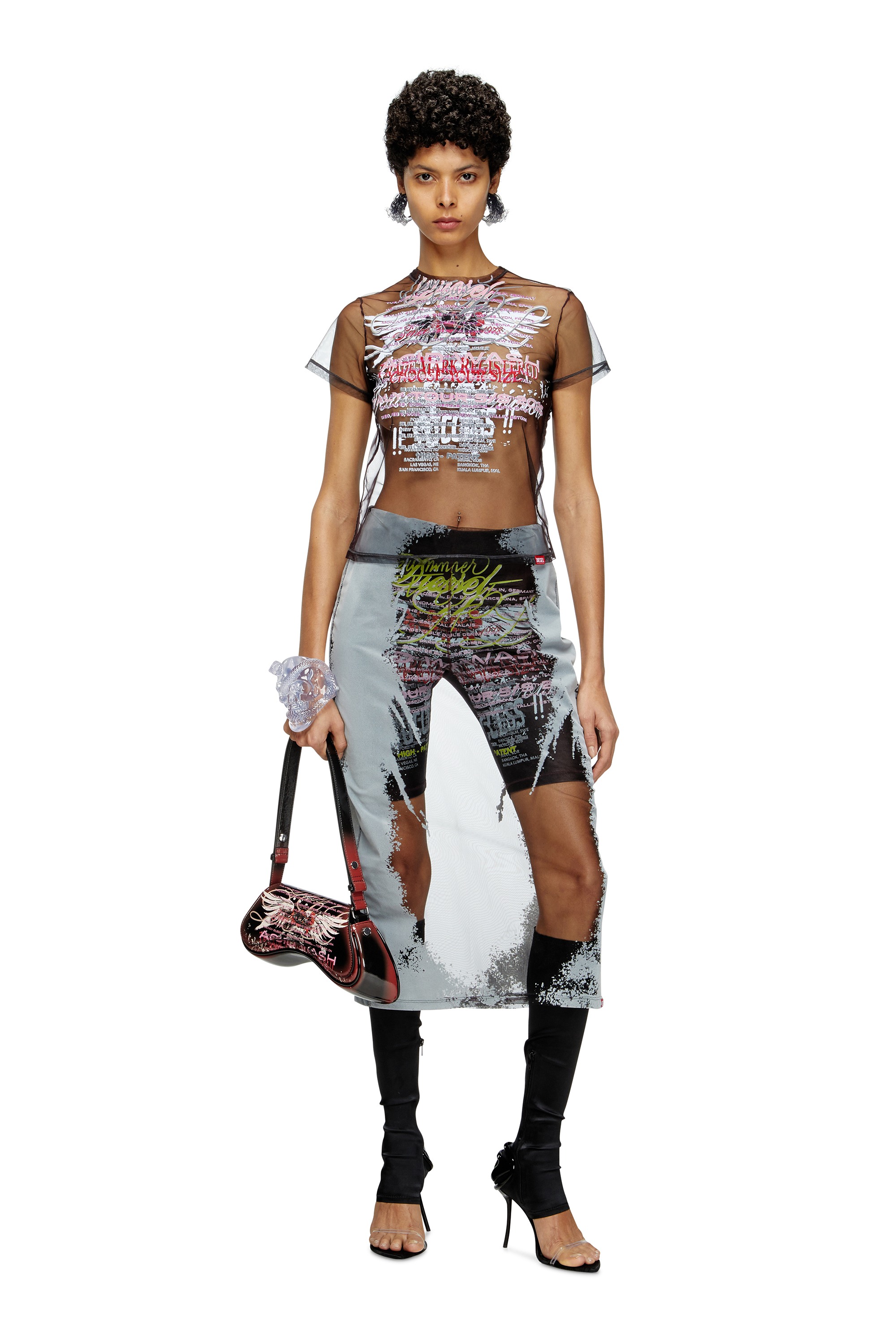 Multicolor Play-Shoulder bag in printed glossy PU