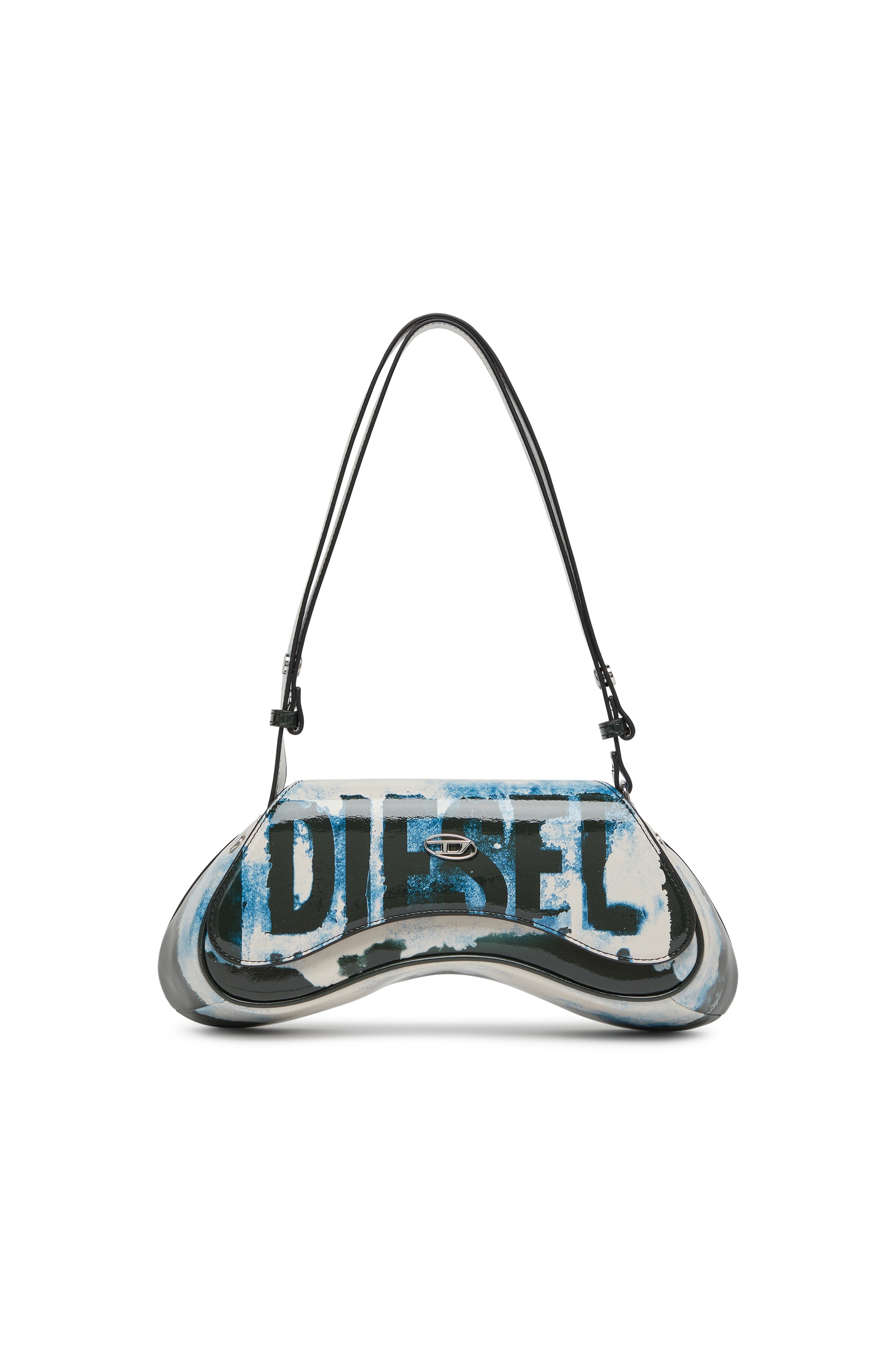 Multicolor Play-Shoulder bag in printed glossy PU