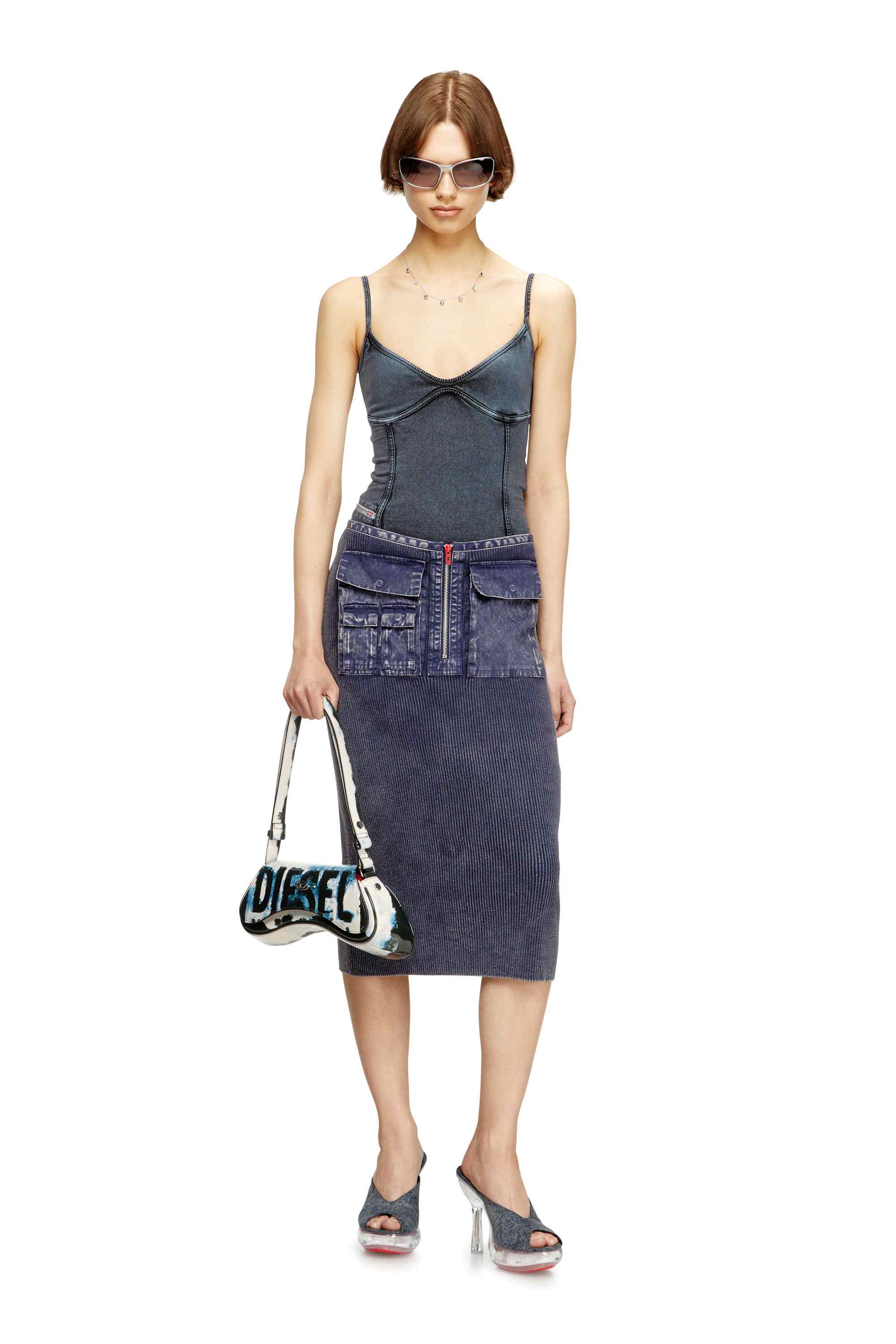 Multicolor Play-Shoulder bag in printed glossy PU