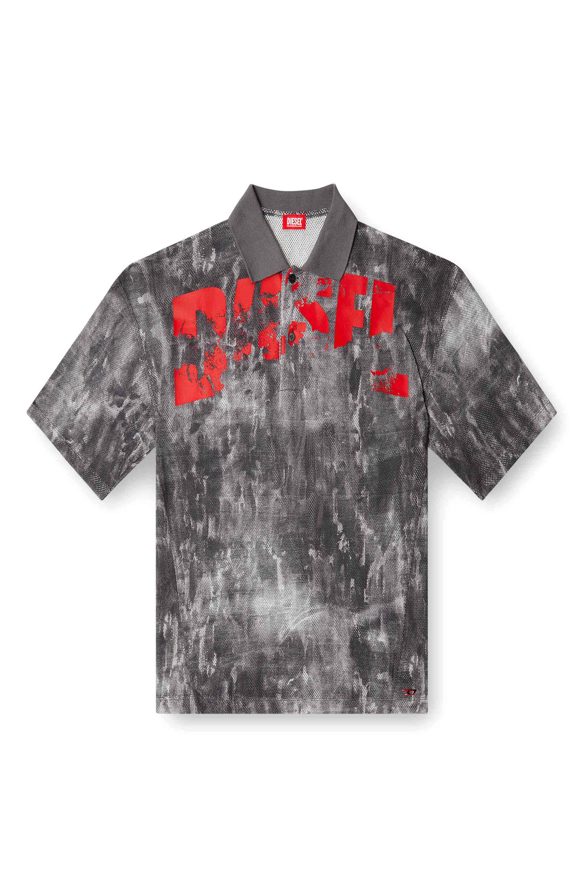 Black  Beach polo shirt in printed mesh