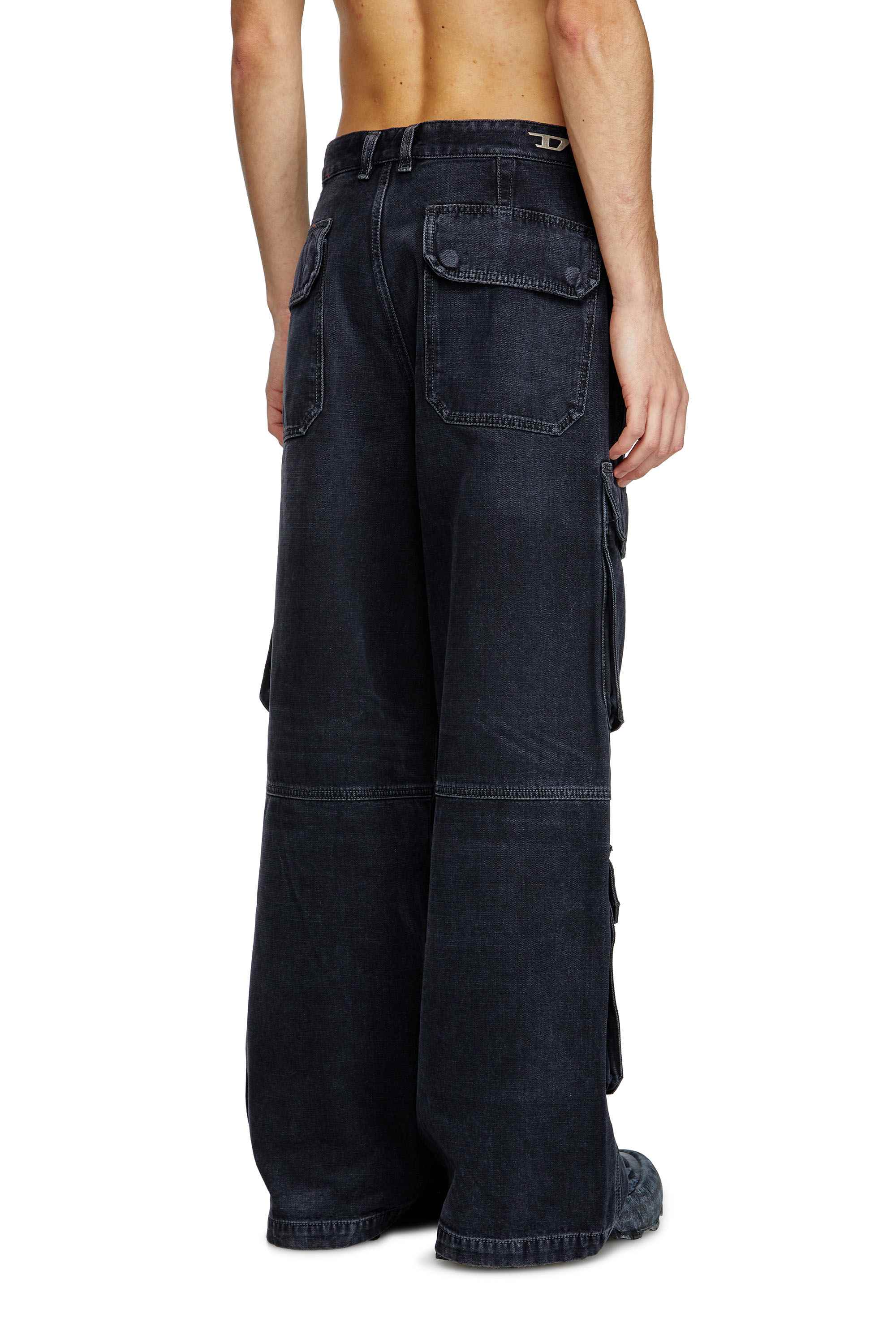 Black and Dark Grey D-Touch-Cargo Relaxed Fit Jeans