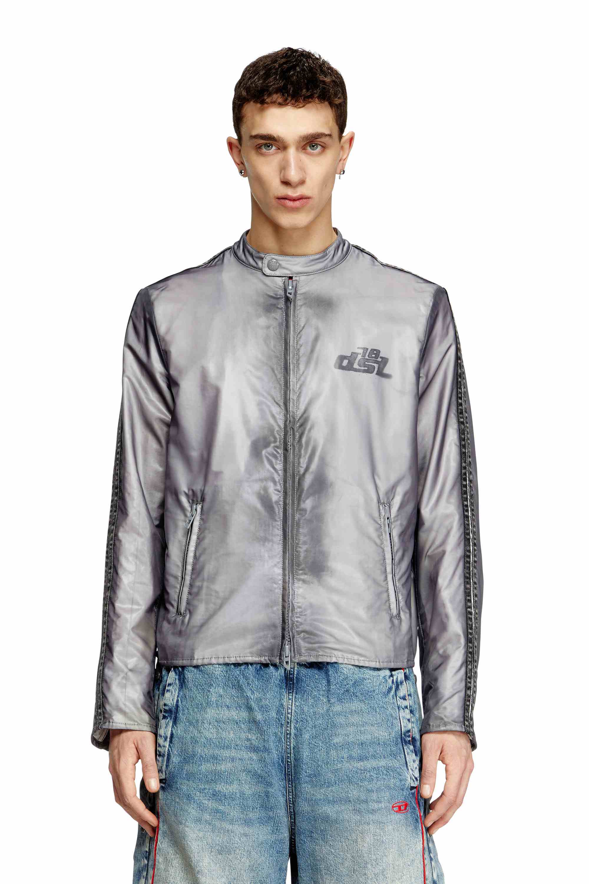 Grey Biker jacket with transparent effect