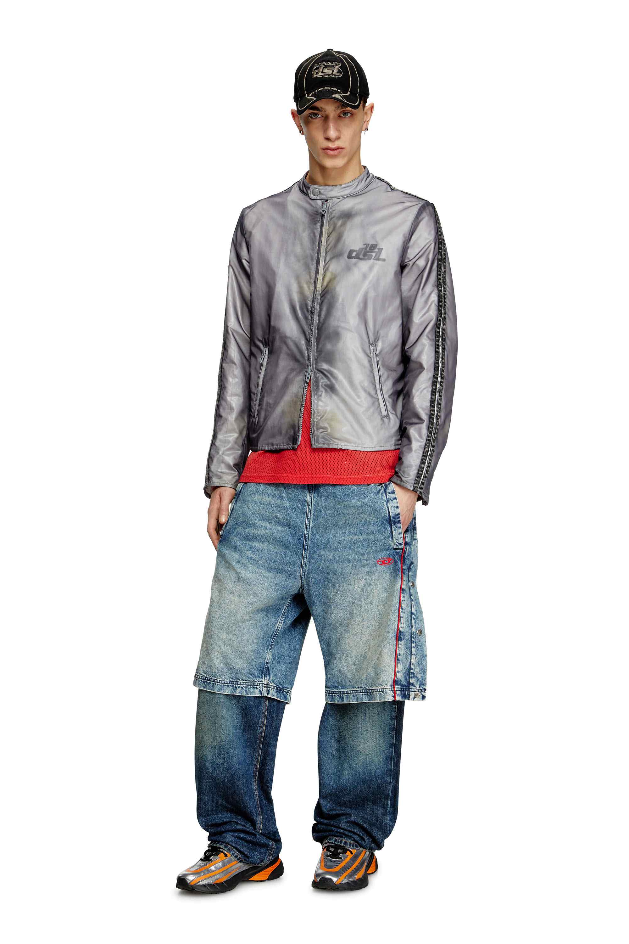 Grey Biker jacket with transparent effect