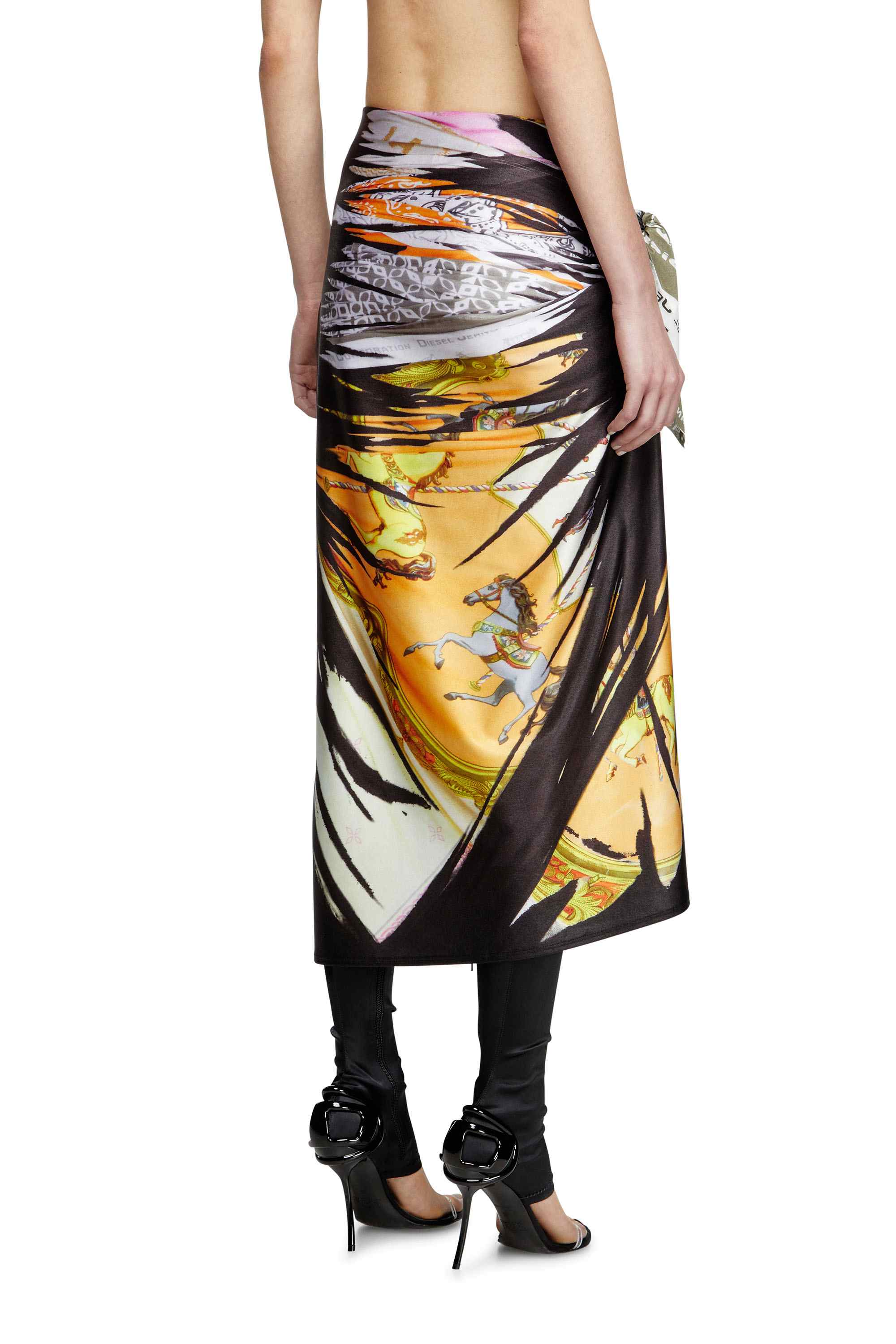 Silver Draped skirt with bandana print