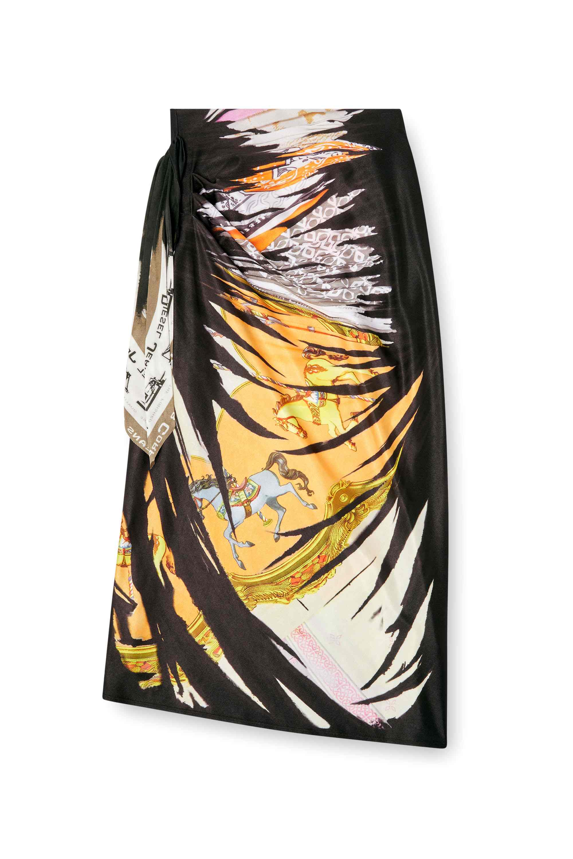 Silver Draped skirt with bandana print