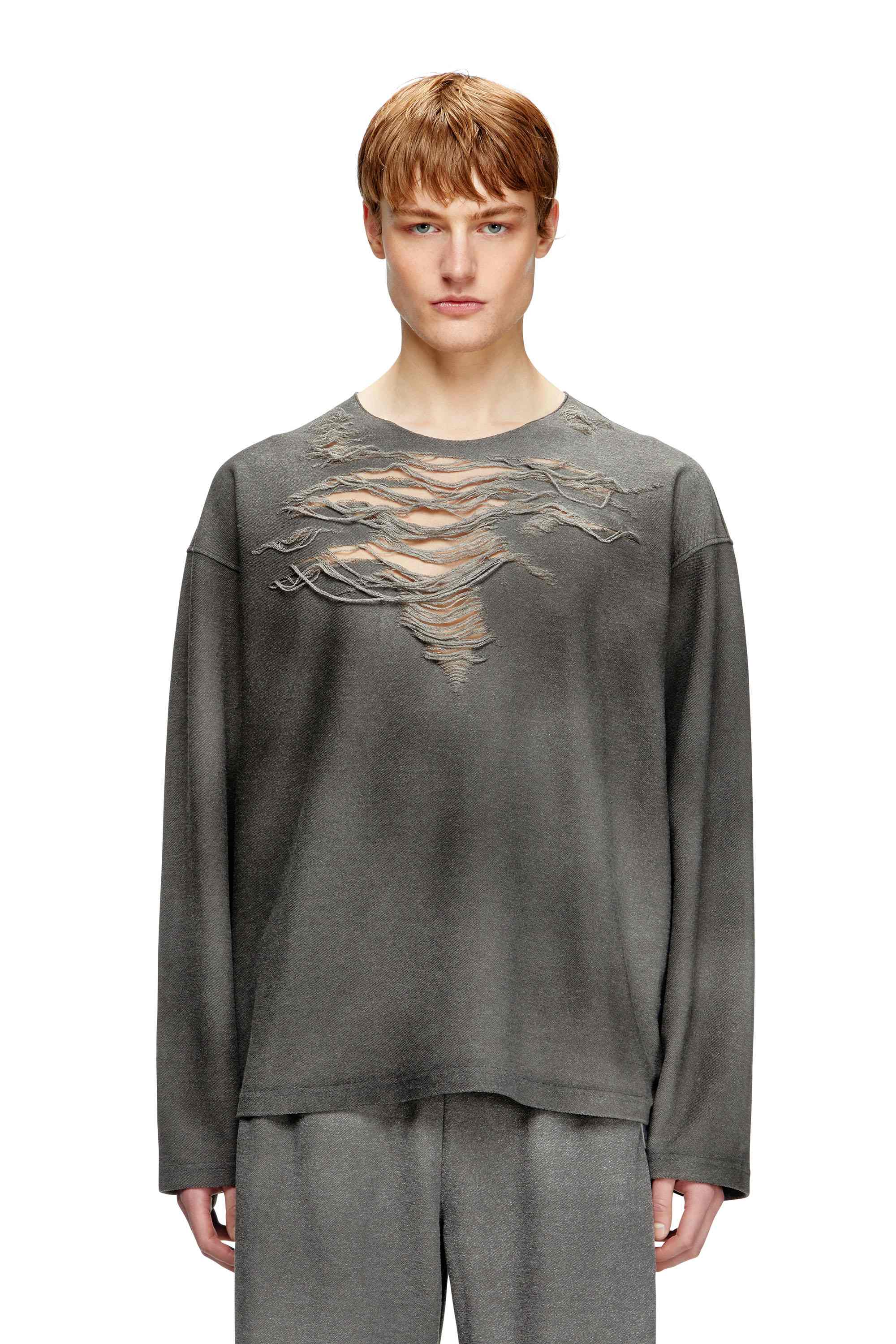 Grey Sweatshirt with distressed front