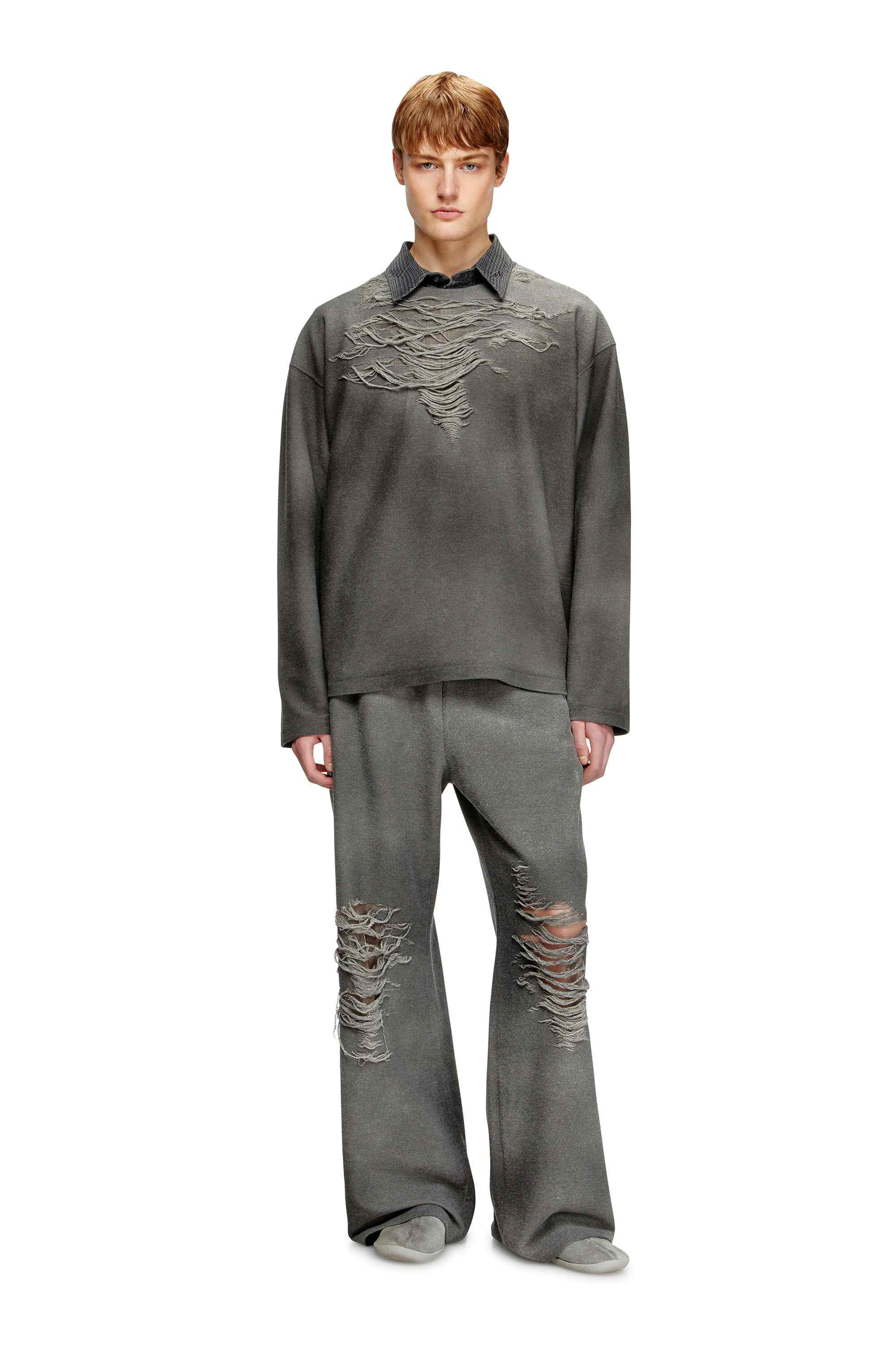 Grey Sweatshirt with distressed front