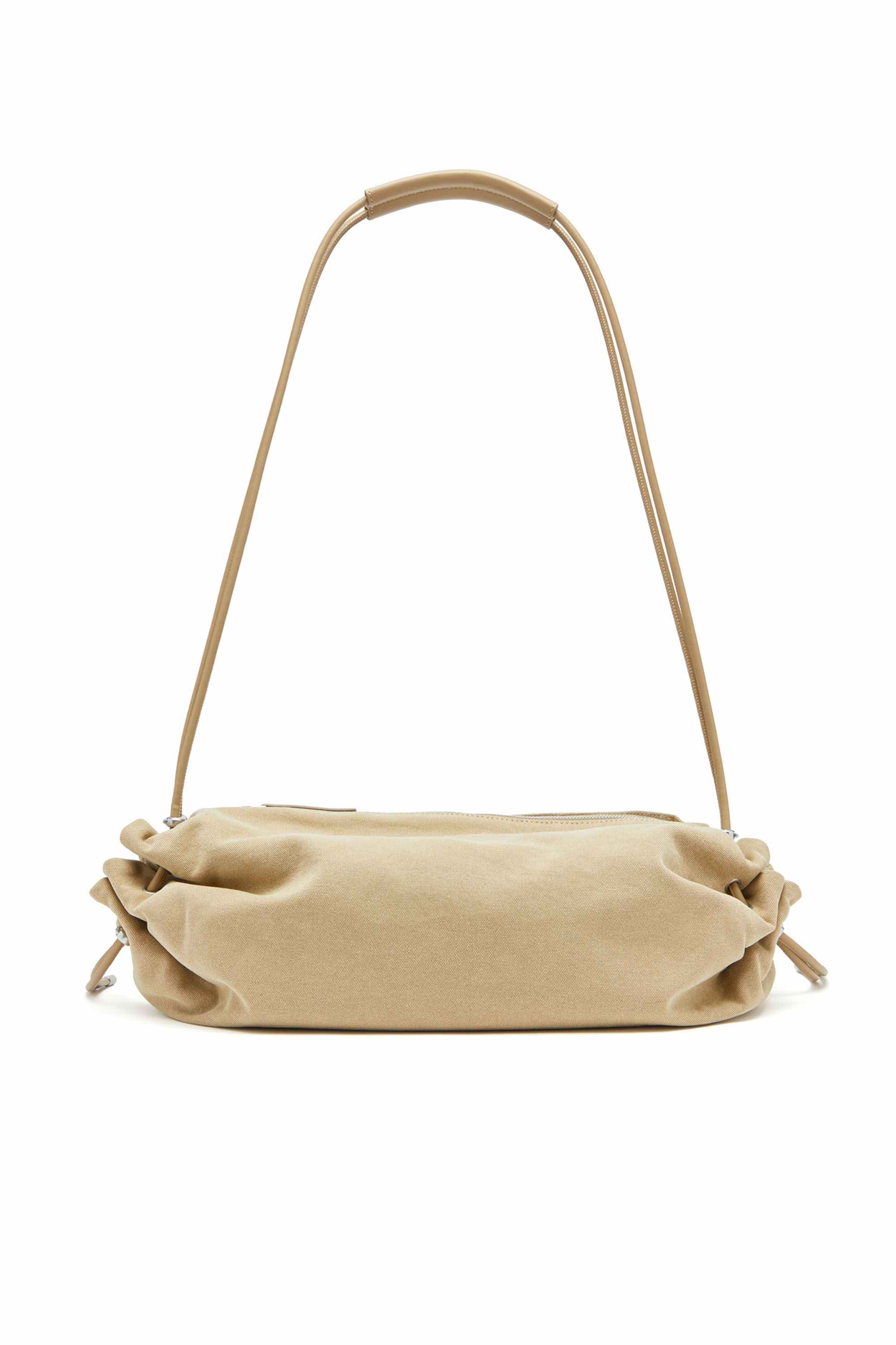 Beige Scrunch-D L-Scrunched duffle bag in treated canvas