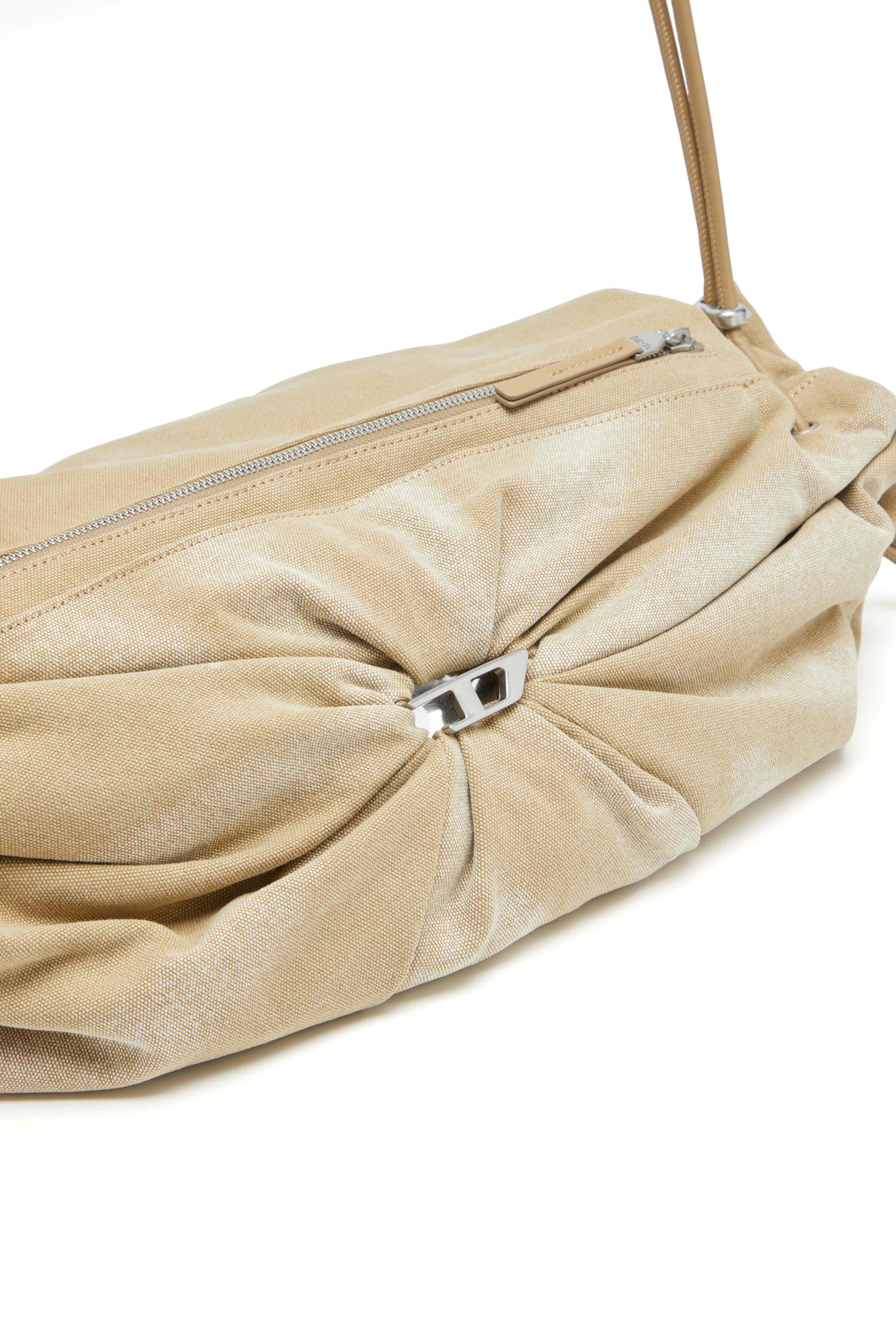 Beige Scrunch-D L-Scrunched duffle bag in treated canvas